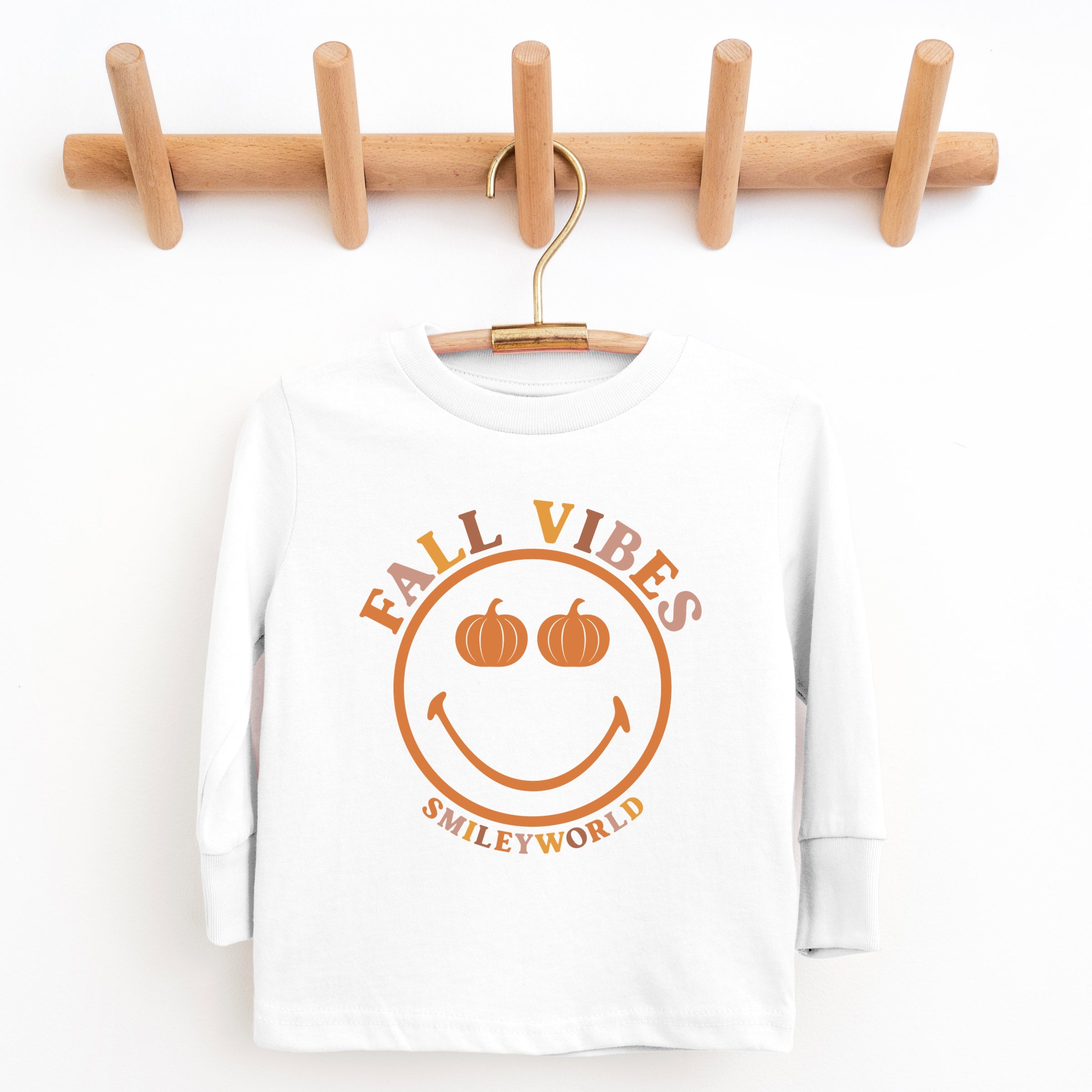 SmileyWorld Fall Vibes - Toddler Long Sleeve Graphic Tee and Youth Long Sleeve Graphic T-Shirt