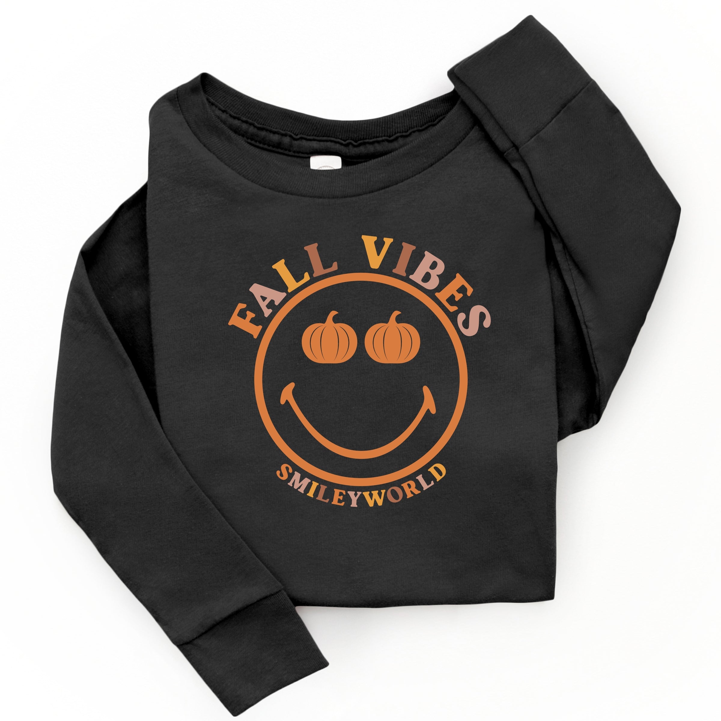 SmileyWorld Fall Vibes - Toddler Long Sleeve Graphic Tee and Youth Long Sleeve Graphic T-Shirt