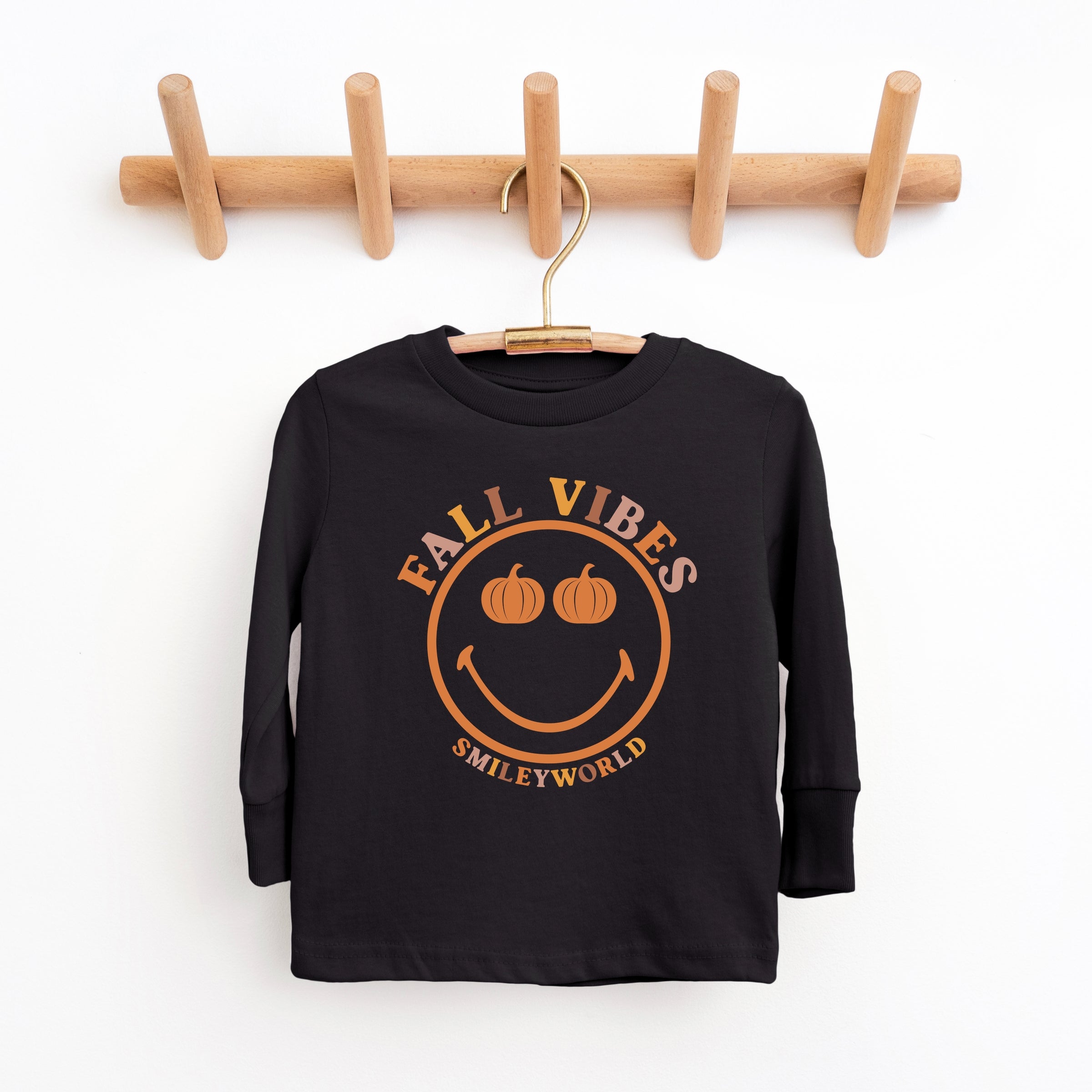 SmileyWorld Fall Vibes - Toddler Long Sleeve Graphic Tee and Youth Long Sleeve Graphic T-Shirt