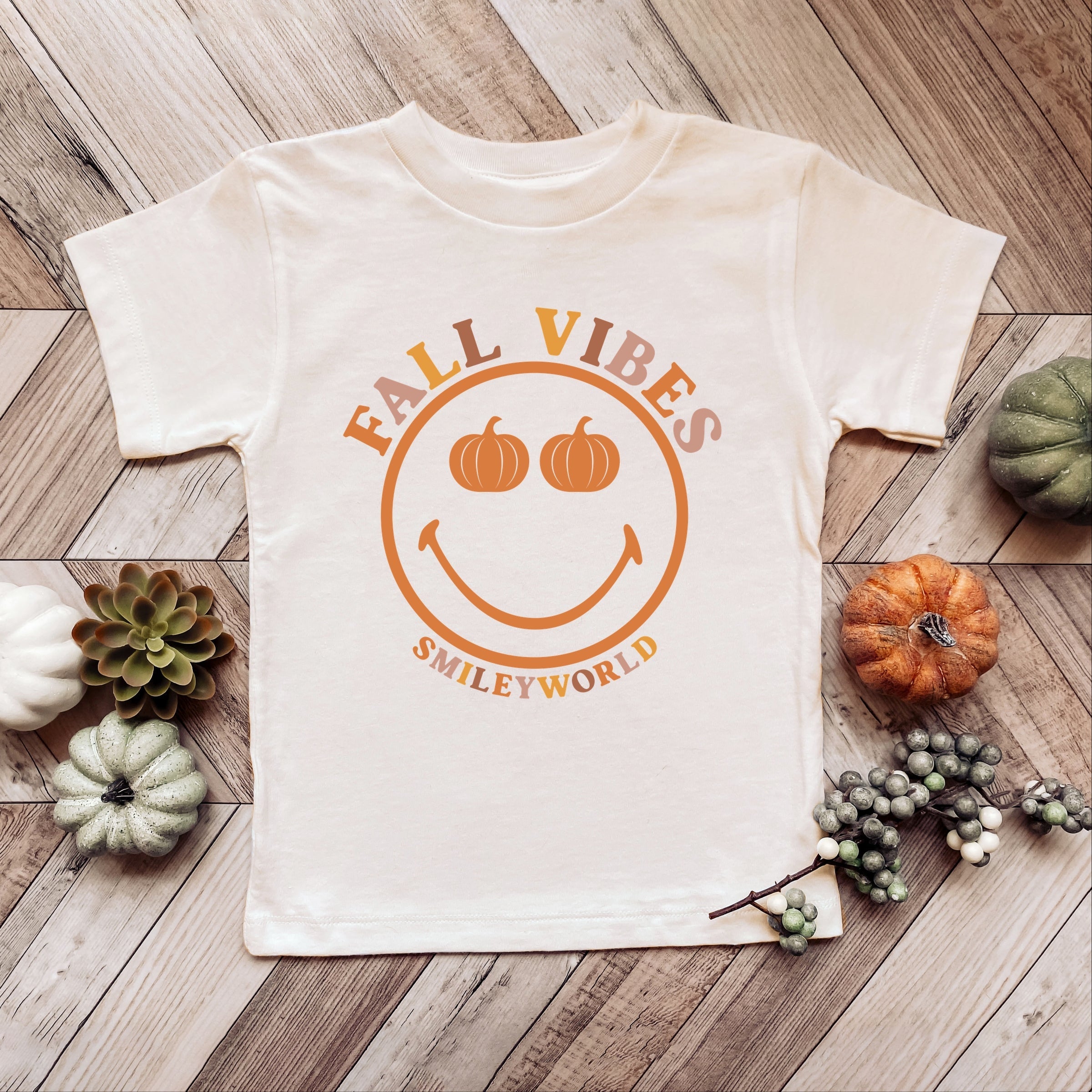 SmileyWorld Fall Vibes - Youth Short Sleeve Graphic T-Shirt and Toddler Short Sleeve Graphic T-Shirt