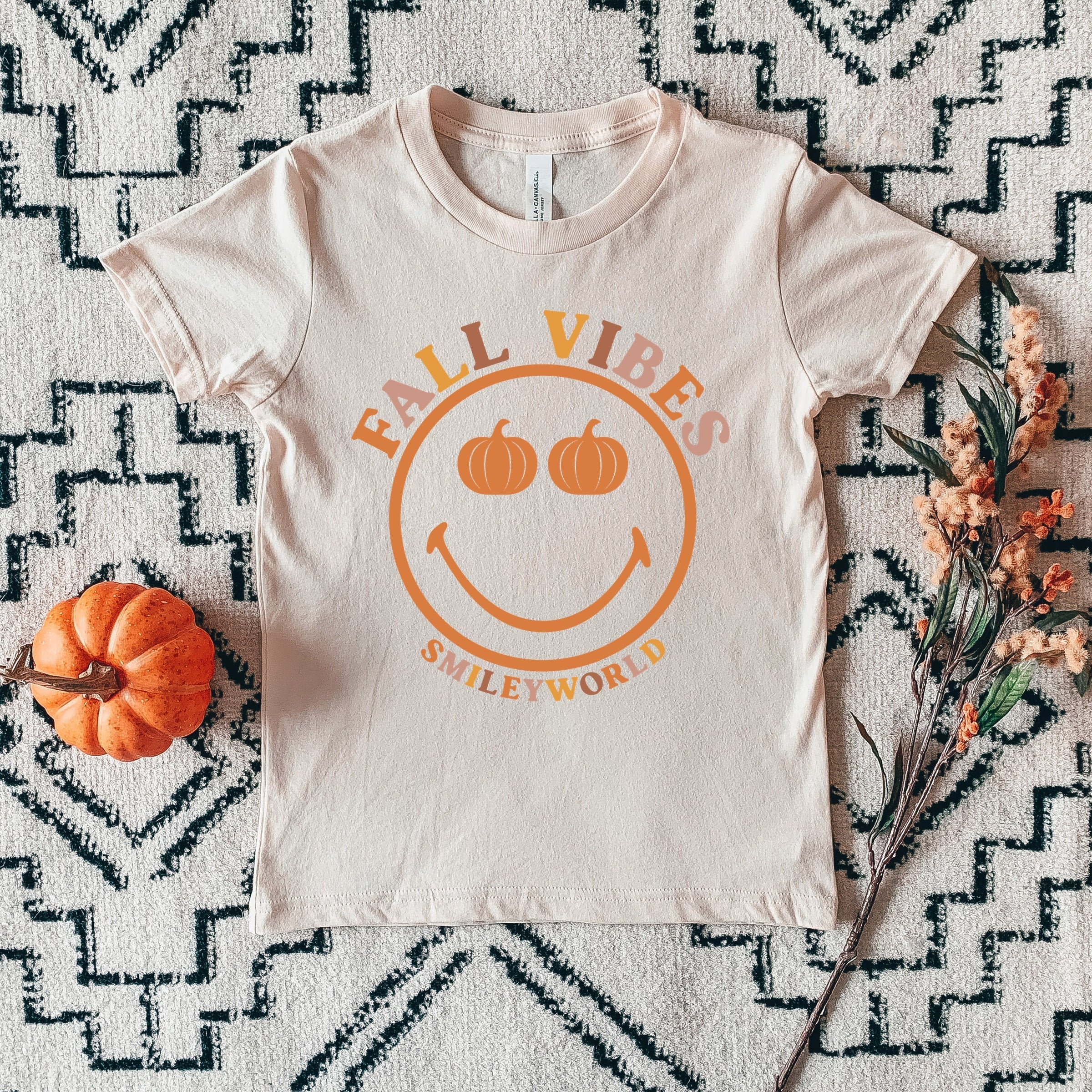 SmileyWorld Fall Vibes - Youth Short Sleeve Graphic T-Shirt and Toddler Short Sleeve Graphic T-Shirt