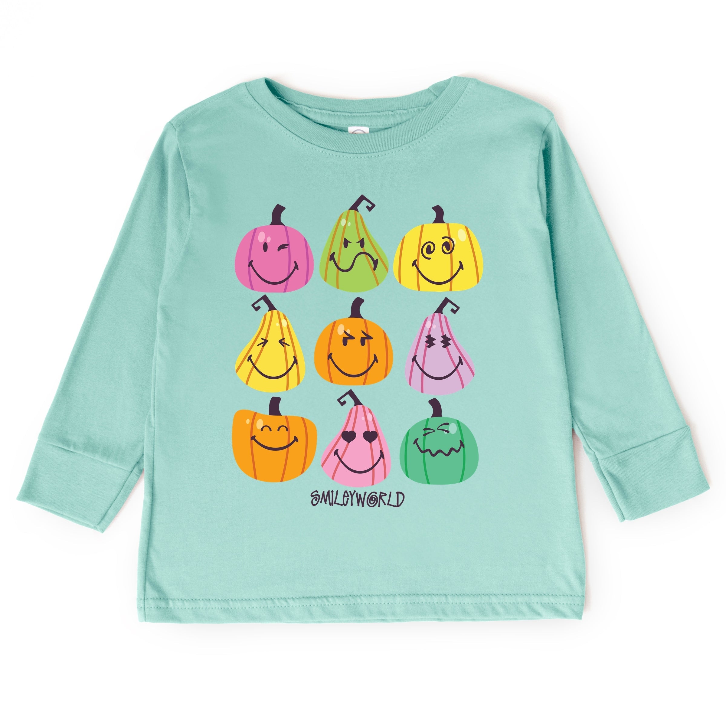 SmileyWorld Bright Pumpkins Chart - Youth Long Sleeve Tee and Toddler Long Sleeve Tee