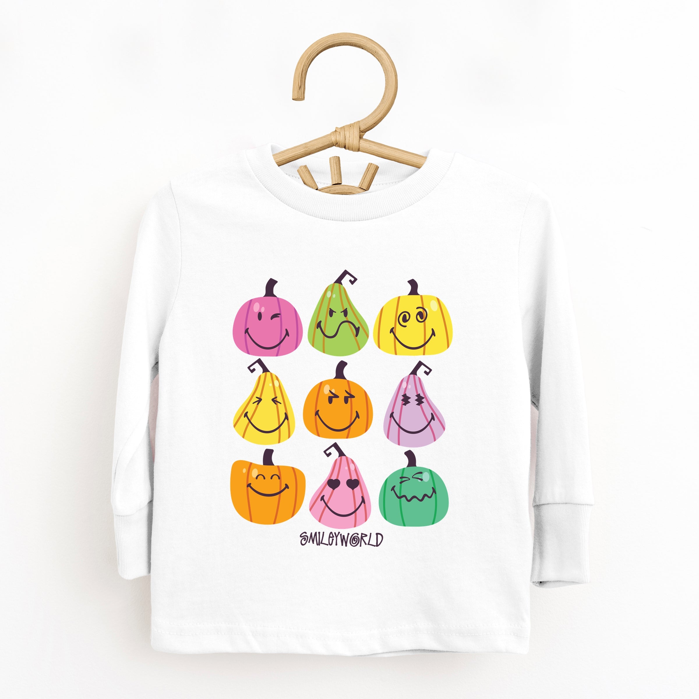 SmileyWorld Bright Pumpkins Chart - Youth Long Sleeve Tee and Toddler Long Sleeve Tee
