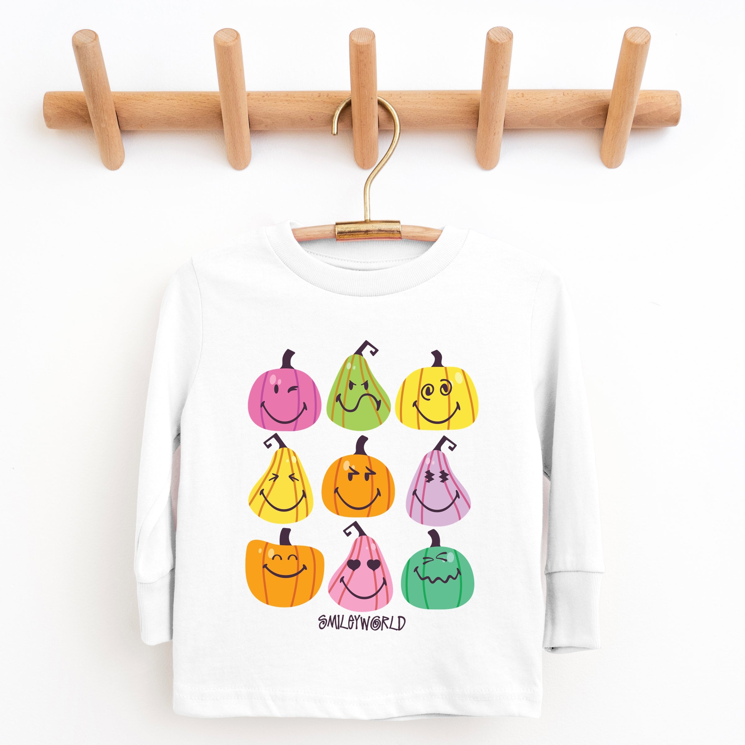 SmileyWorld Bright Pumpkins Chart - Youth Long Sleeve Tee and Toddler Long Sleeve Tee