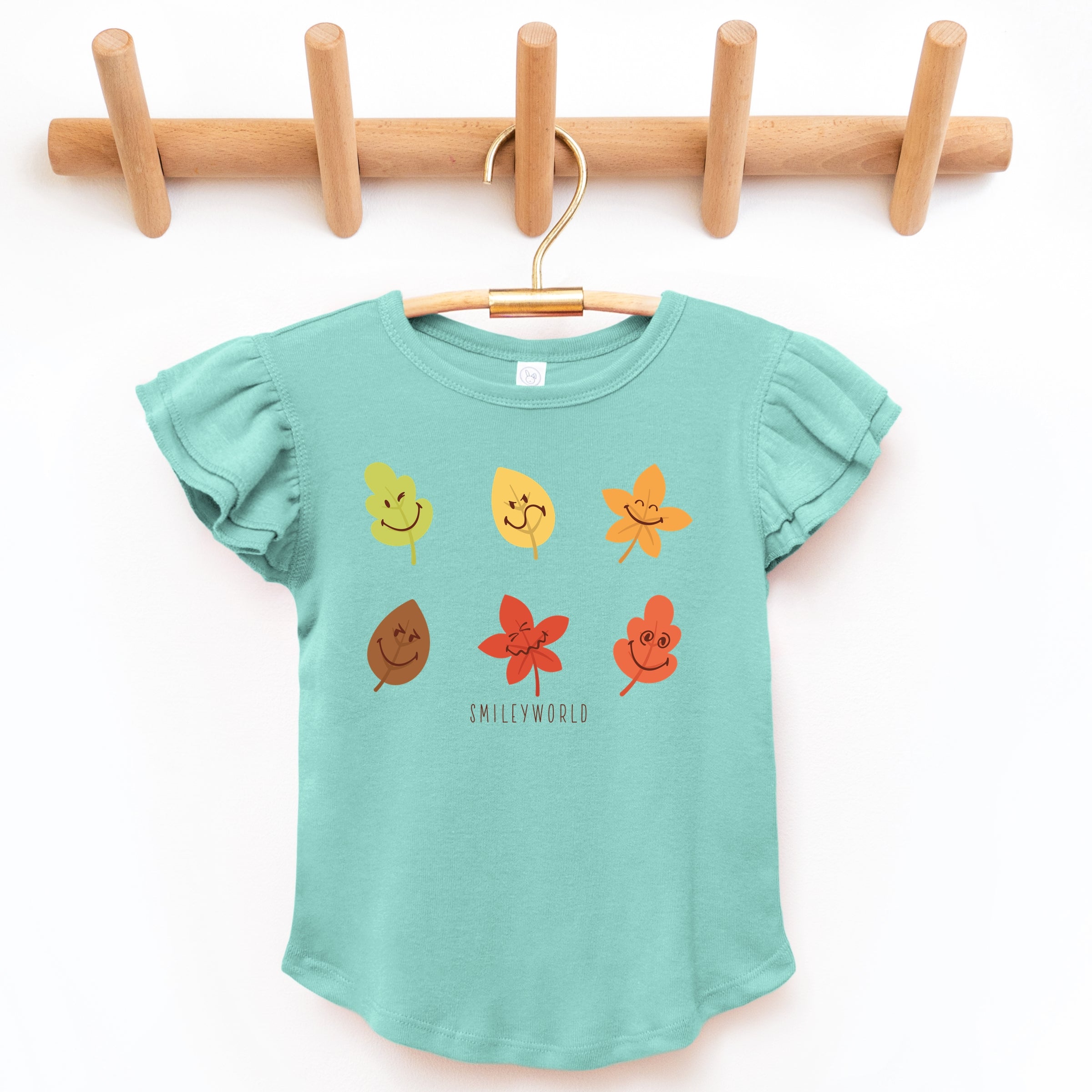 SmileyWorld Fall Leaves - Flutter Sleeve Graphic T-Shirt