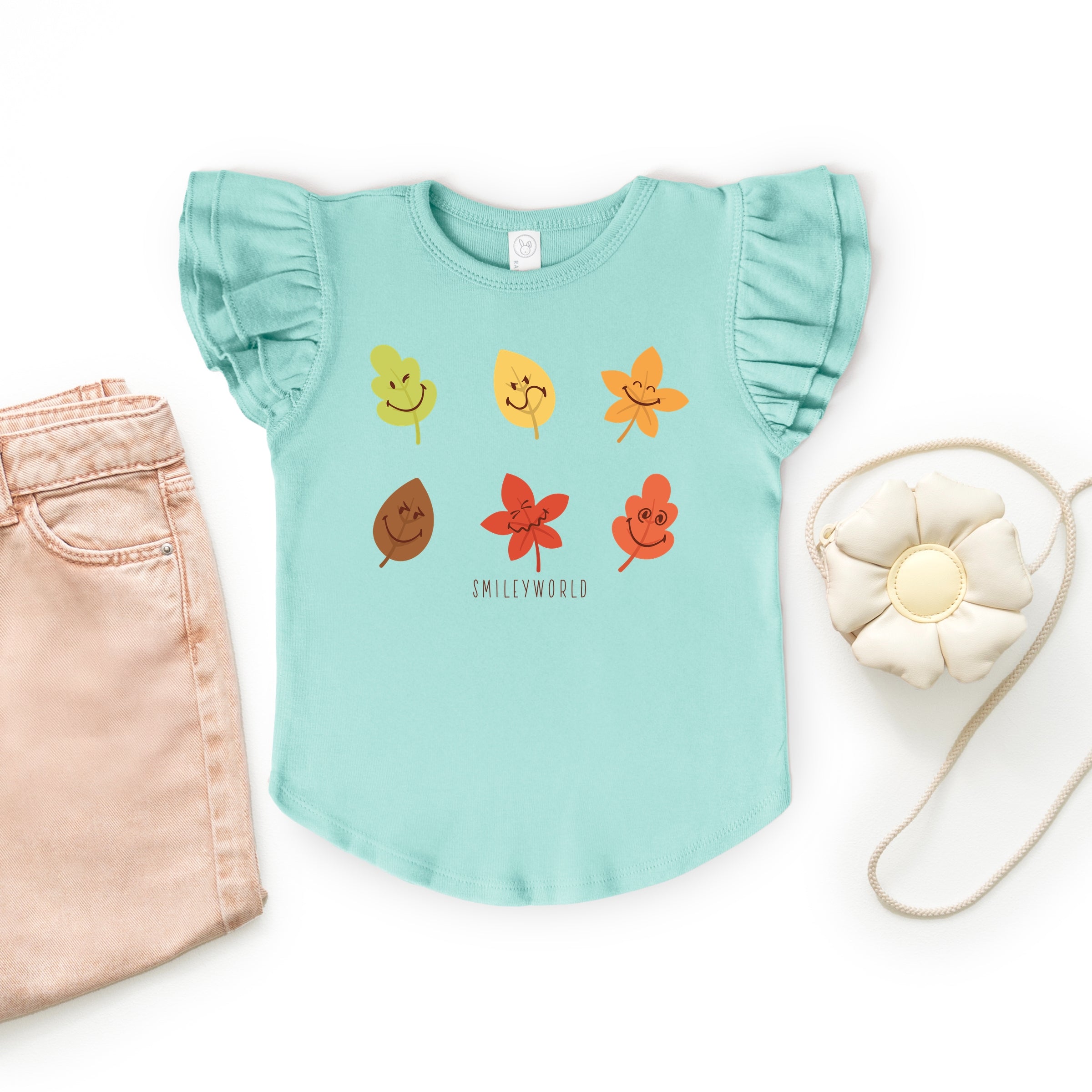 SmileyWorld Fall Leaves - Flutter Sleeve Graphic T-Shirt