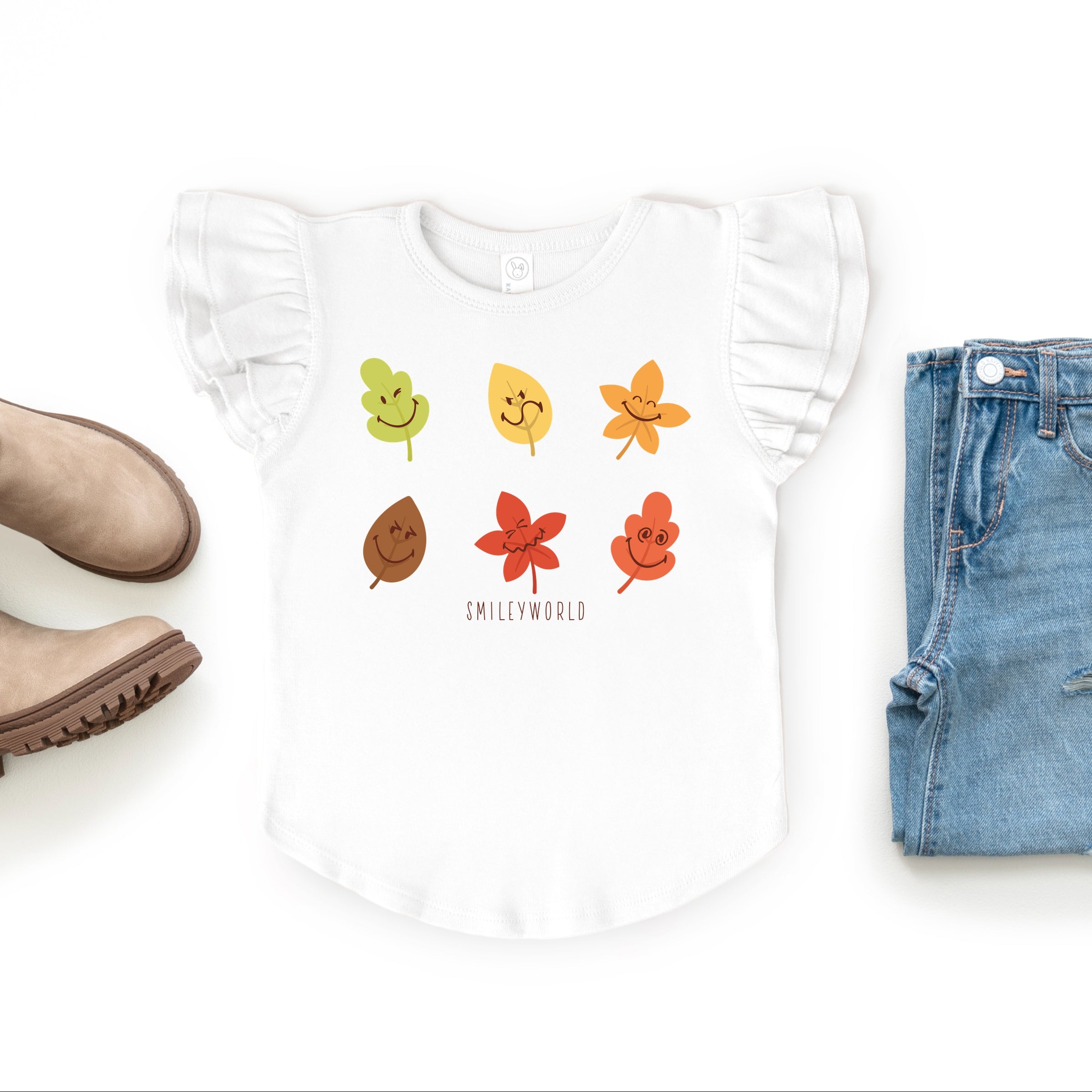 SmileyWorld Fall Leaves - Flutter Sleeve Graphic T-Shirt