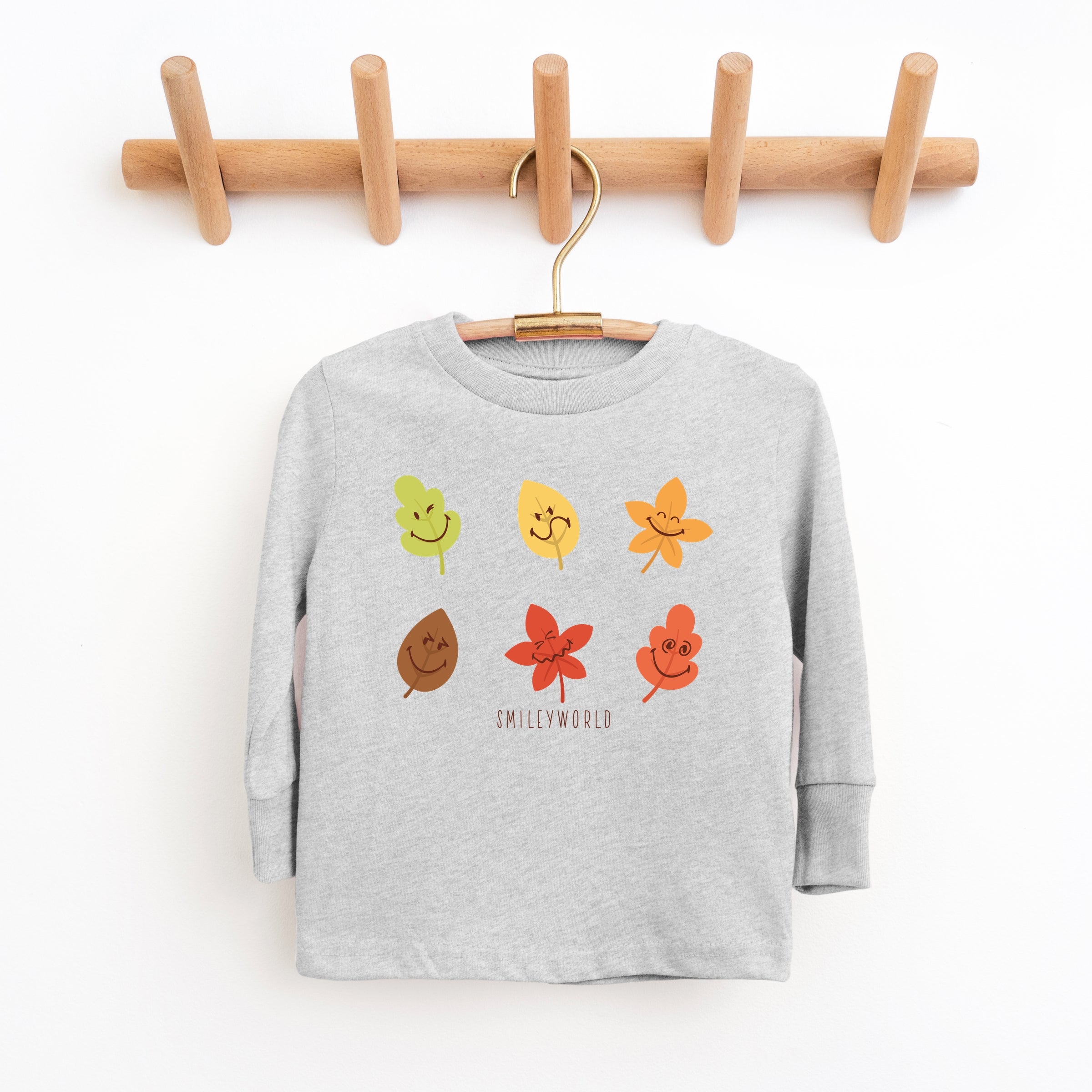 SmileyWorld Fall Leaves - Toddler Long Sleeve Graphic Tee and Youth Long Sleeve Graphic T-Shirt