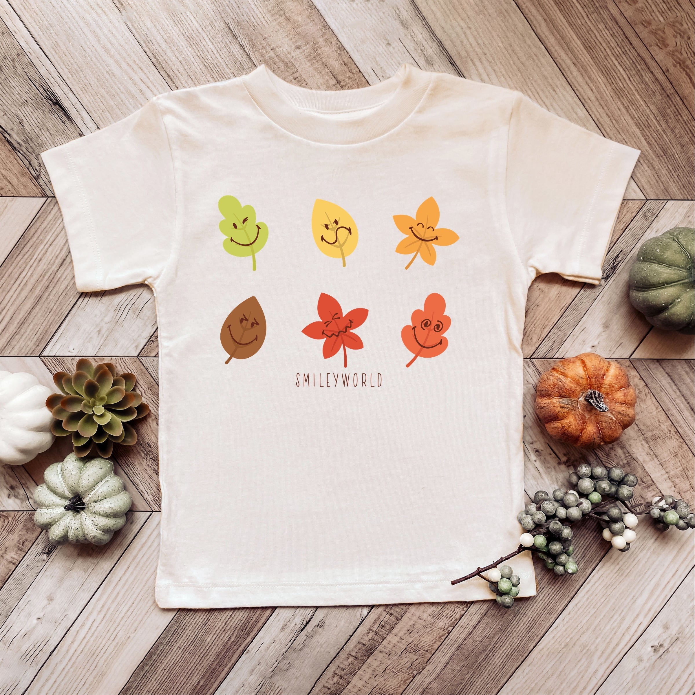 SmileyWorld Fall Leaves - Youth Short Sleeve Graphic T-Shirt and Toddler Short Sleeve Graphic T-Shirt