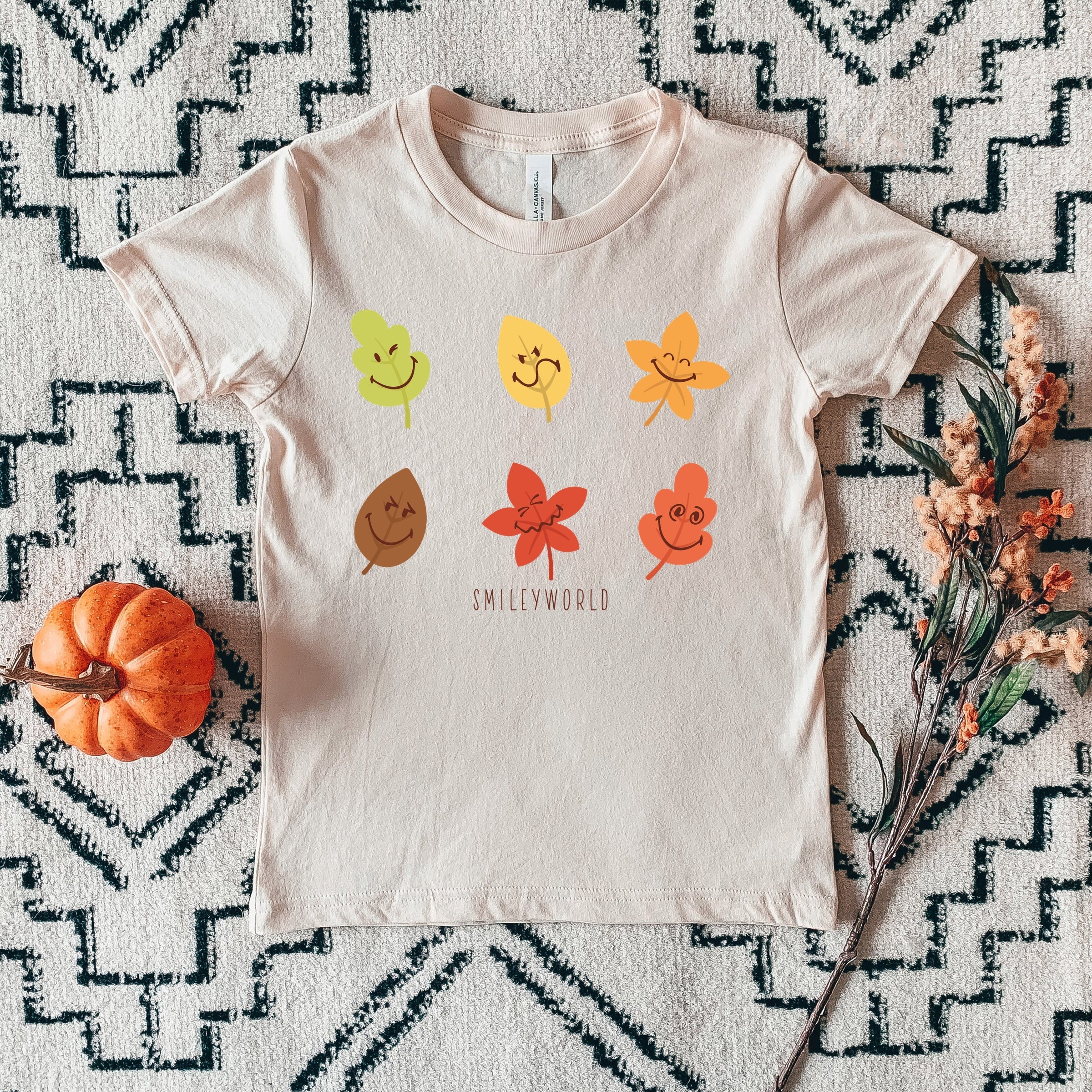 SmileyWorld Fall Leaves - Youth Short Sleeve Graphic T-Shirt and Toddler Short Sleeve Graphic T-Shirt