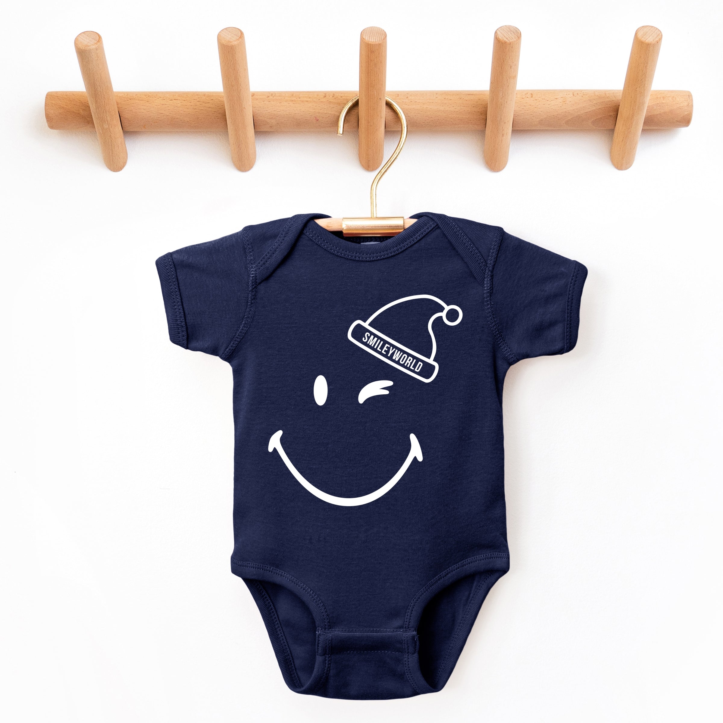 SmileyWorld Santa Hat Outline - Baby Short Sleeve Graphic Bodysuit