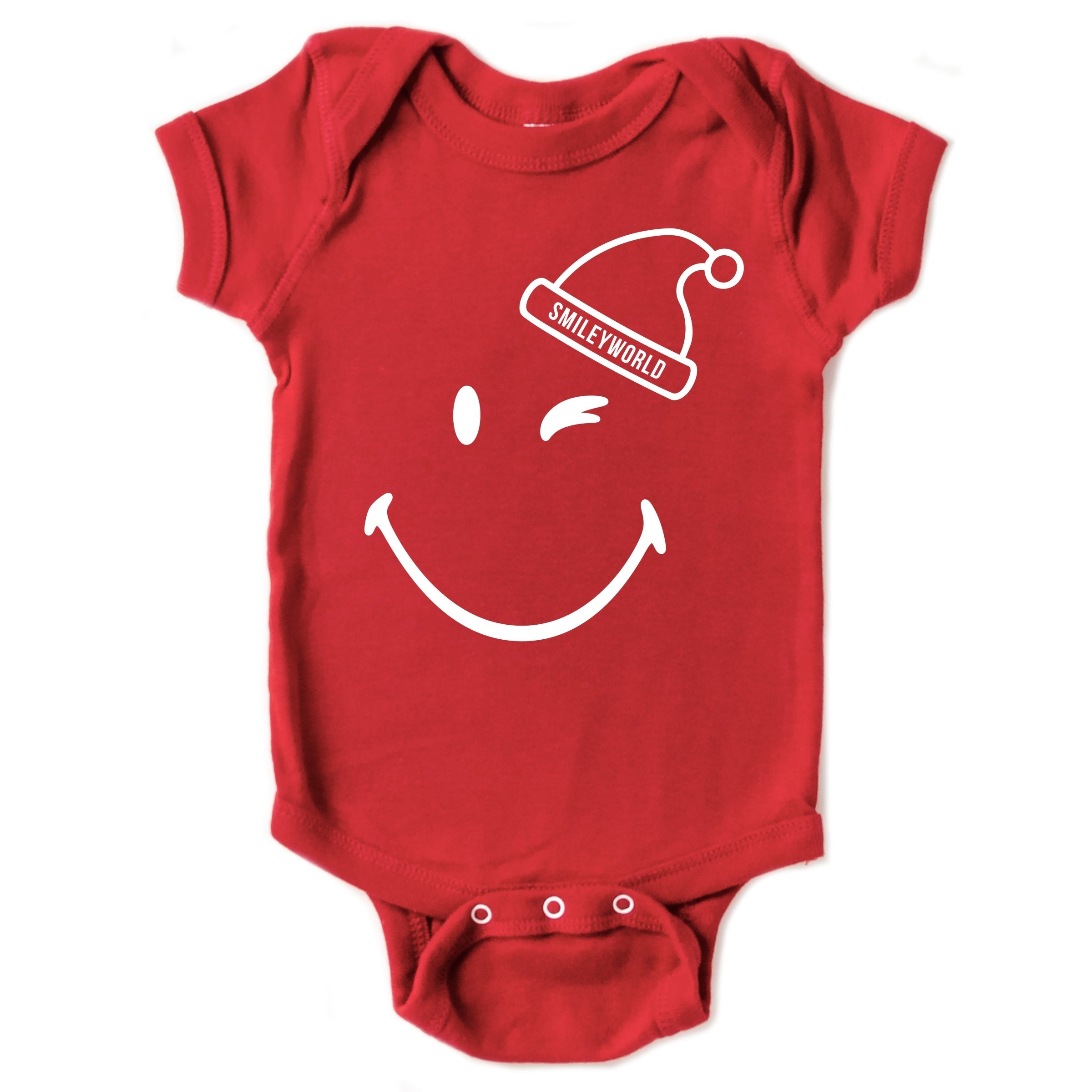SmileyWorld Santa Hat Outline - Baby Short Sleeve Graphic Bodysuit