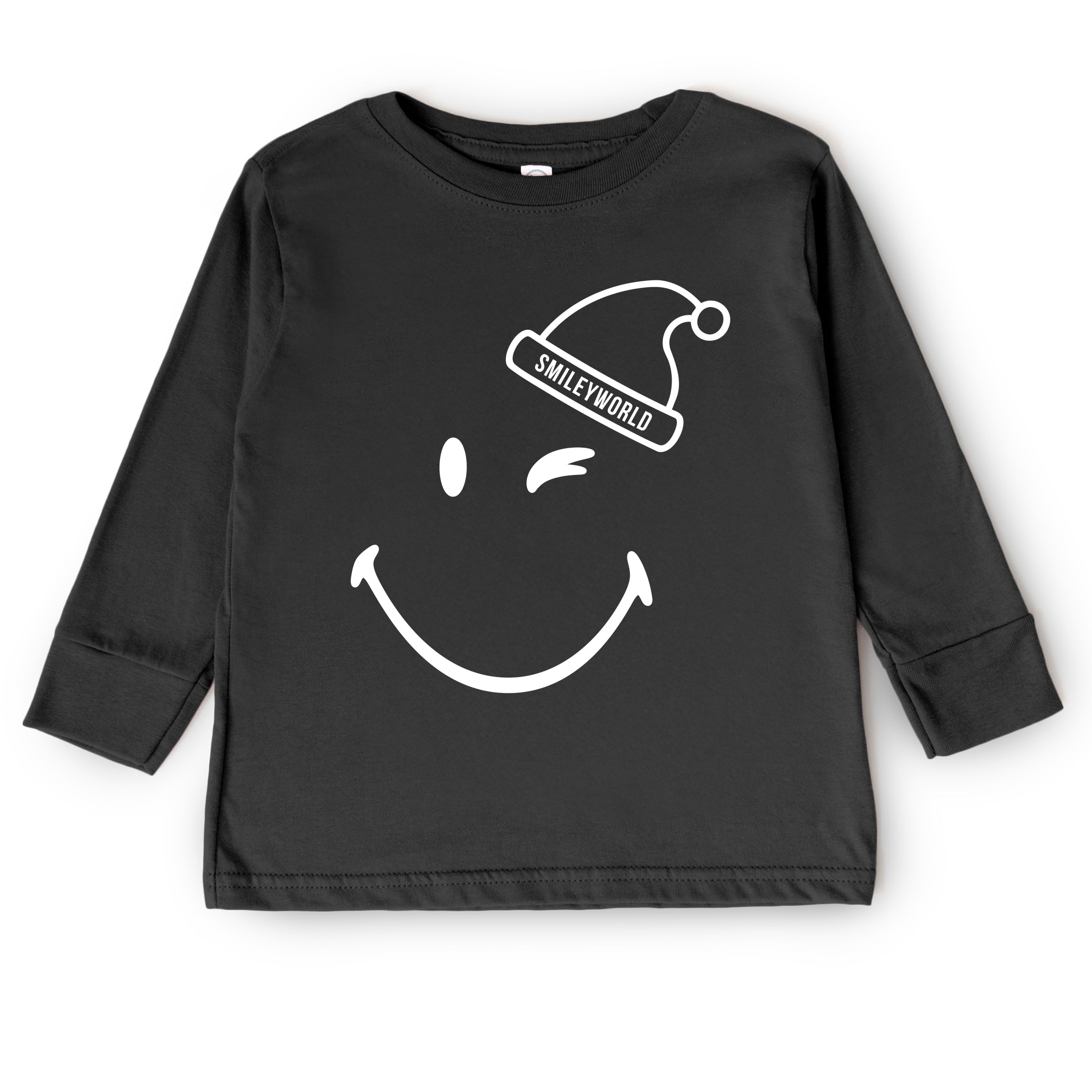 SmileyWorld Santa Hat Outline - Toddler Long Sleeve Graphic Tee and Youth Long Sleeve Graphic T-Shirt