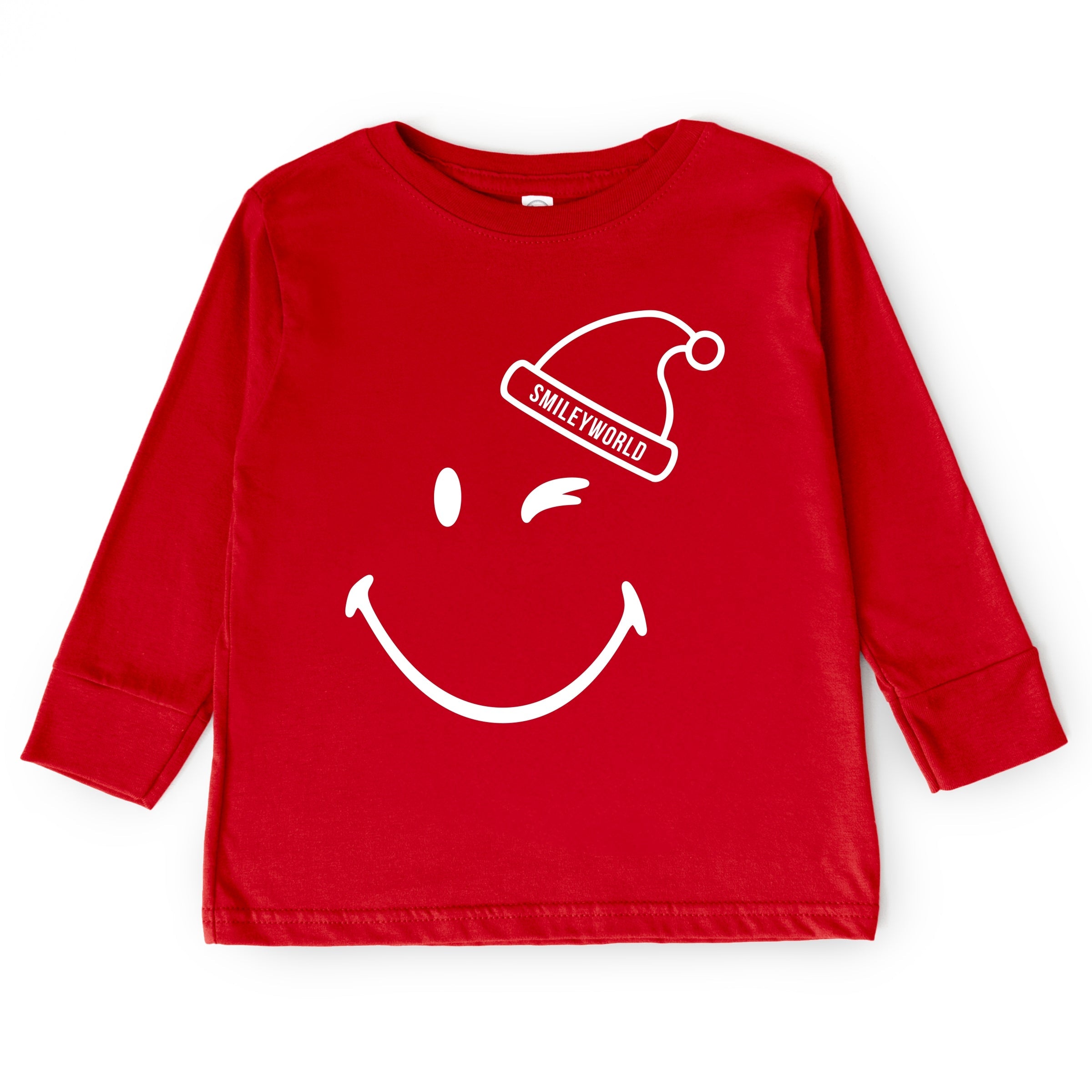 SmileyWorld Santa Hat Outline - Toddler Long Sleeve Graphic Tee and Youth Long Sleeve Graphic T-Shirt