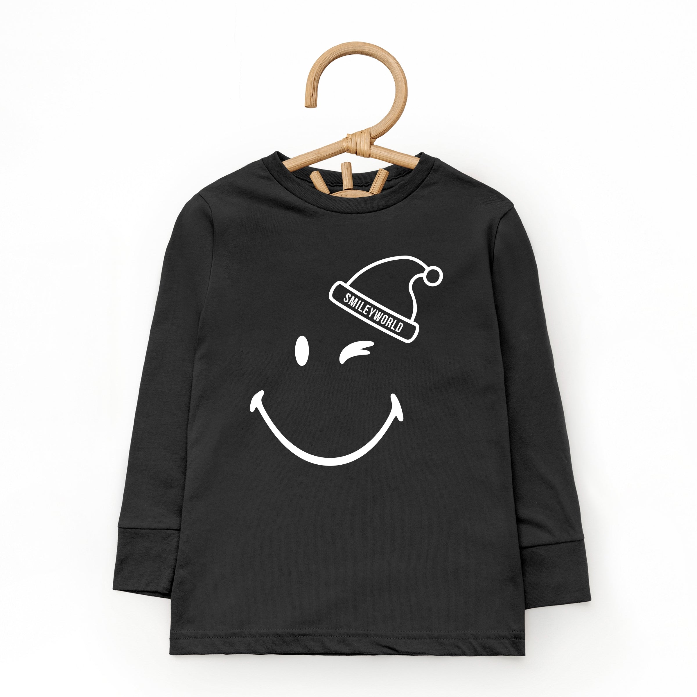 SmileyWorld Santa Hat Outline - Toddler Long Sleeve Graphic Tee and Youth Long Sleeve Graphic T-Shirt