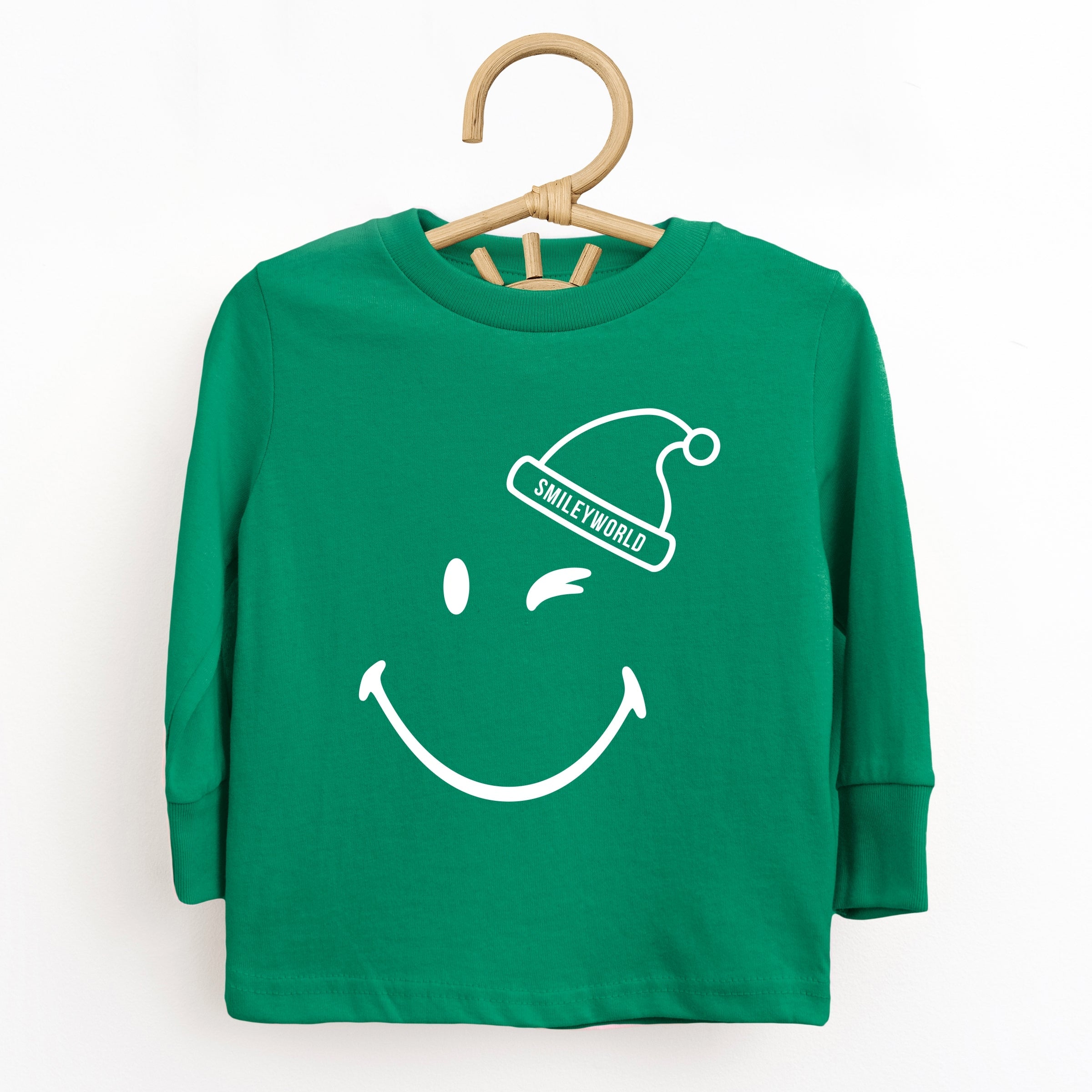 SmileyWorld Santa Hat Outline - Toddler Long Sleeve Graphic Tee and Youth Long Sleeve Graphic T-Shirt