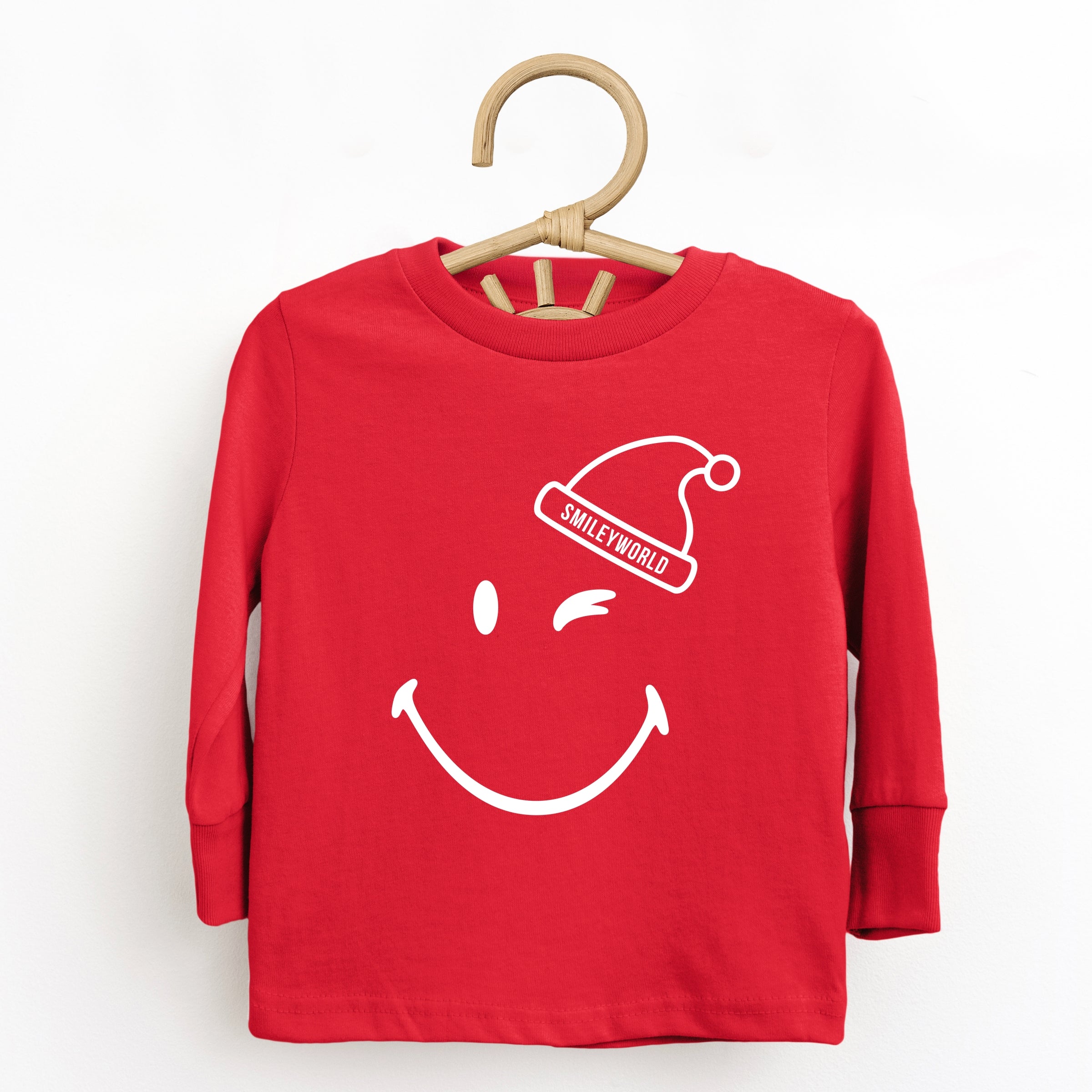 SmileyWorld Santa Hat Outline - Toddler Long Sleeve Graphic Tee and Youth Long Sleeve Graphic T-Shirt