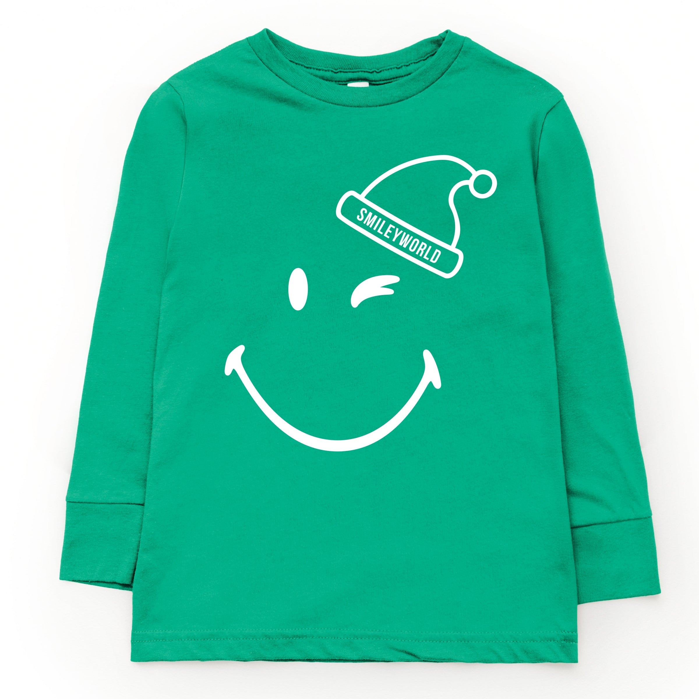 SmileyWorld Santa Hat Outline - Toddler Long Sleeve Graphic Tee and Youth Long Sleeve Graphic T-Shirt