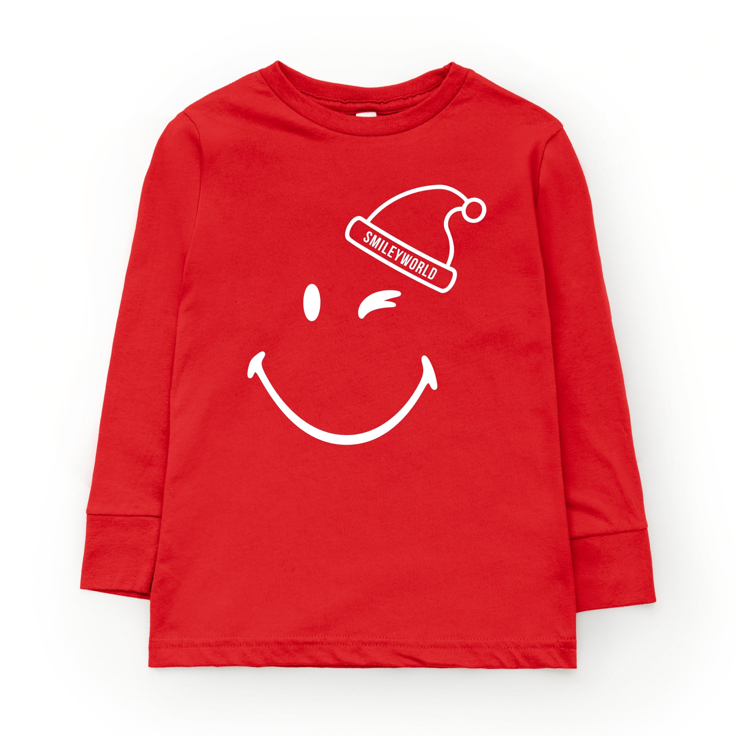 SmileyWorld Santa Hat Outline - Toddler Long Sleeve Graphic Tee and Youth Long Sleeve Graphic T-Shirt