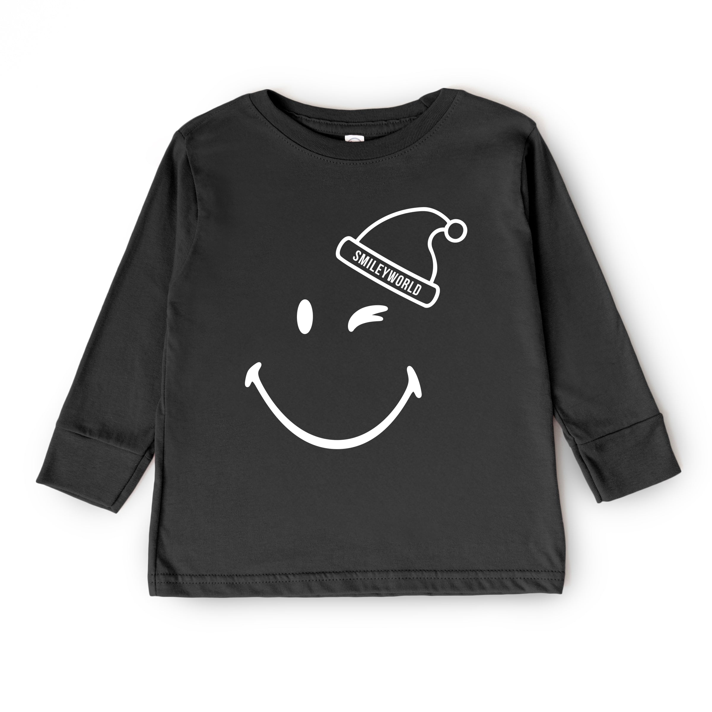 SmileyWorld Santa Hat Outline - Toddler Long Sleeve Graphic Tee and Youth Long Sleeve Graphic T-Shirt