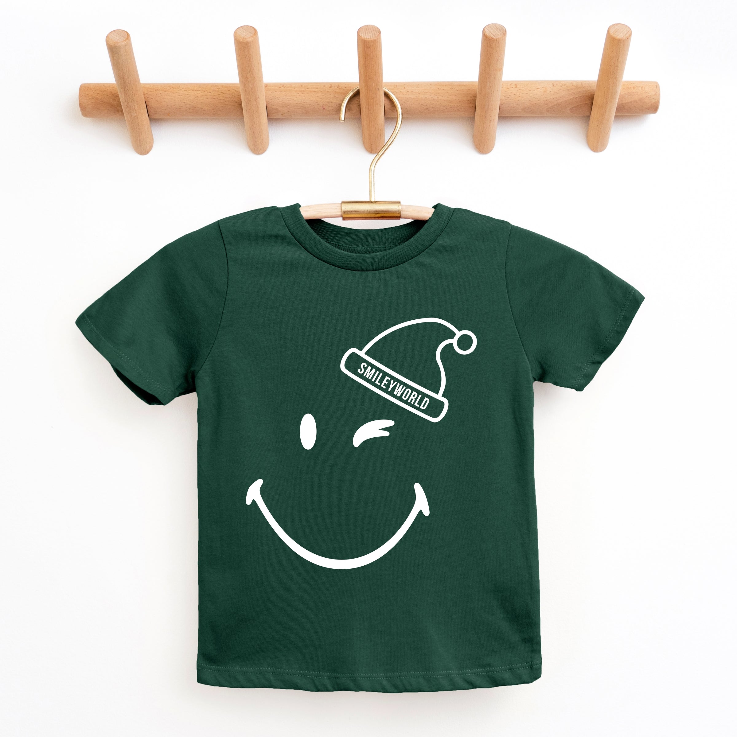 SmileyWorld Santa Hat Outline - Youth Short Sleeve Graphic T-Shirt and Toddler Short Sleeve Graphic T-Shirt