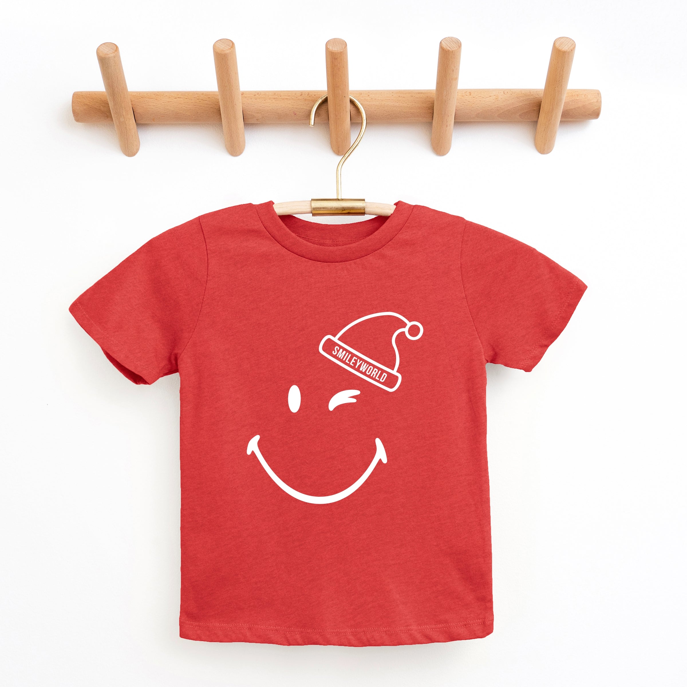 SmileyWorld Santa Hat Outline - Youth Short Sleeve Graphic T-Shirt and Toddler Short Sleeve Graphic T-Shirt