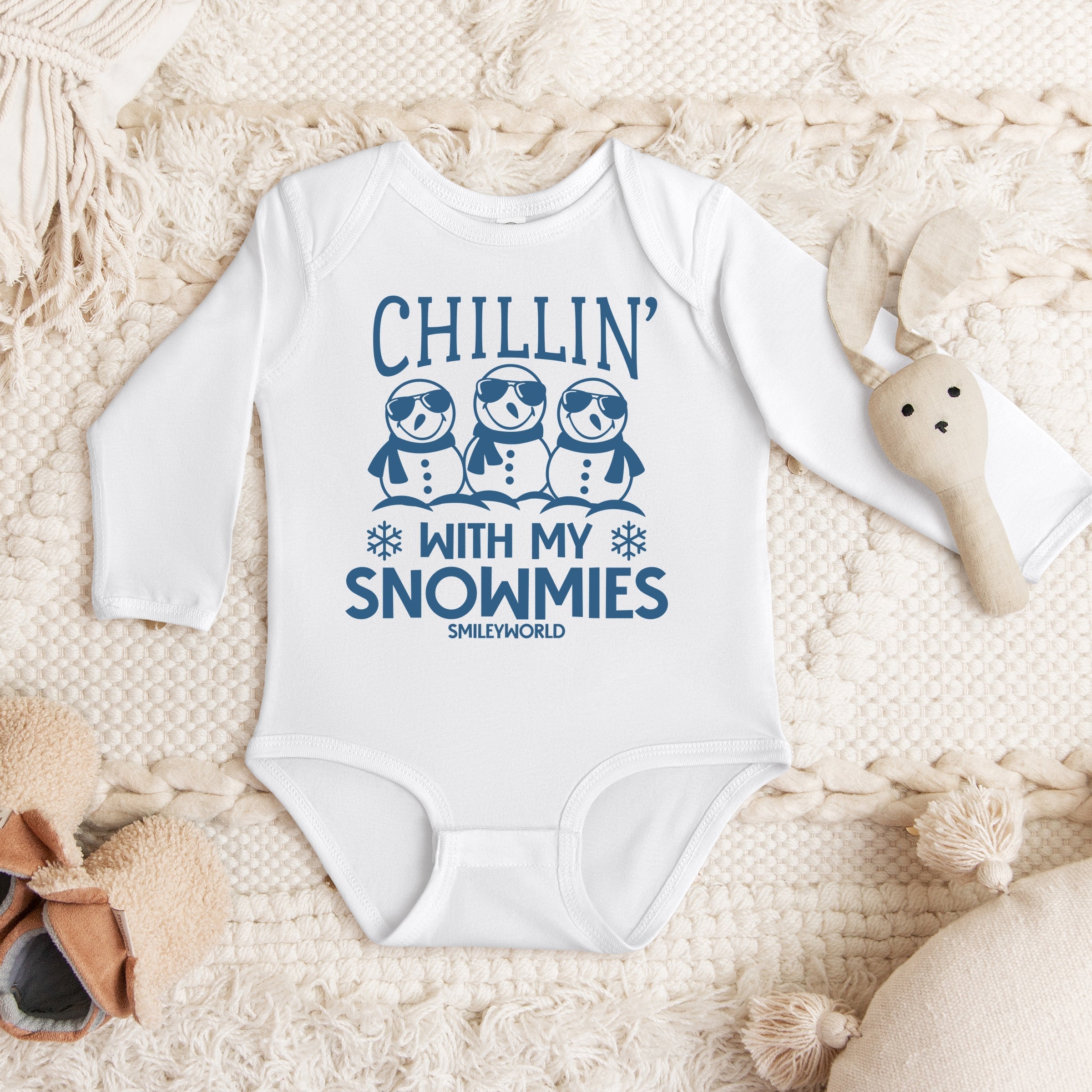 SmileyWorld Chillin' With My Snowmies - Baby Long Sleeve Bodysuit