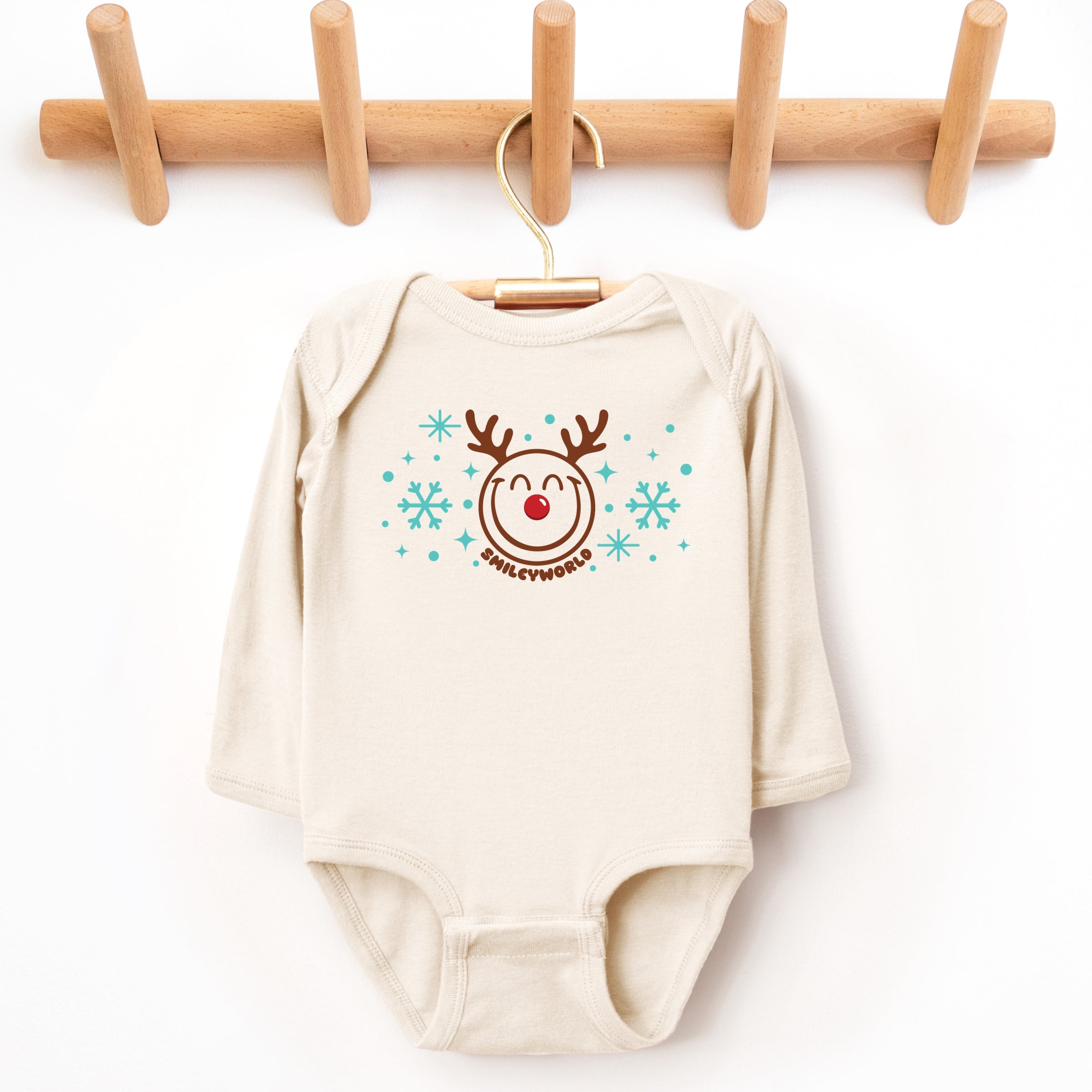 SmileyWorld Reindeer Snowflakes - Baby Long Sleeve Bodysuit