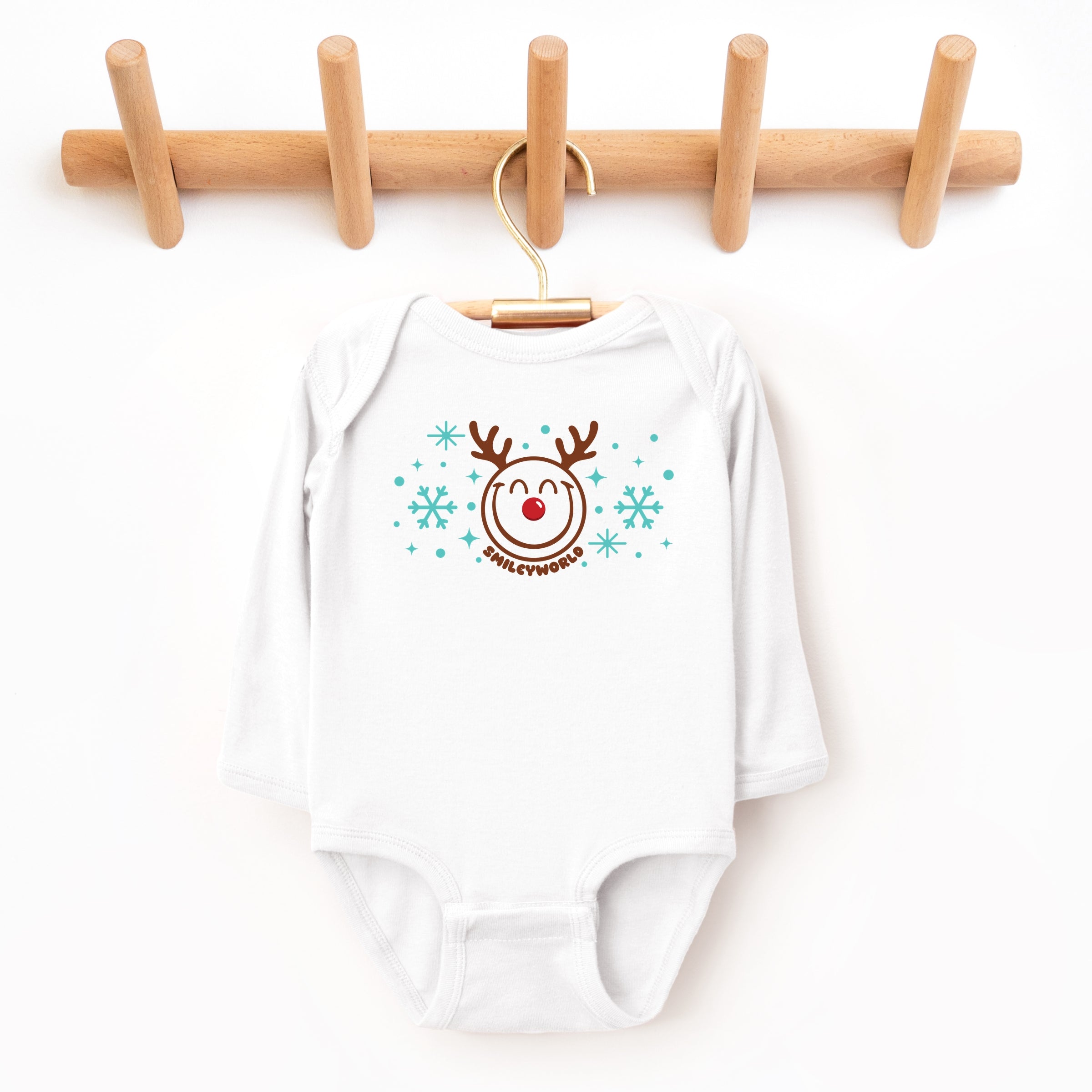 SmileyWorld Reindeer Snowflakes - Baby Long Sleeve Bodysuit
