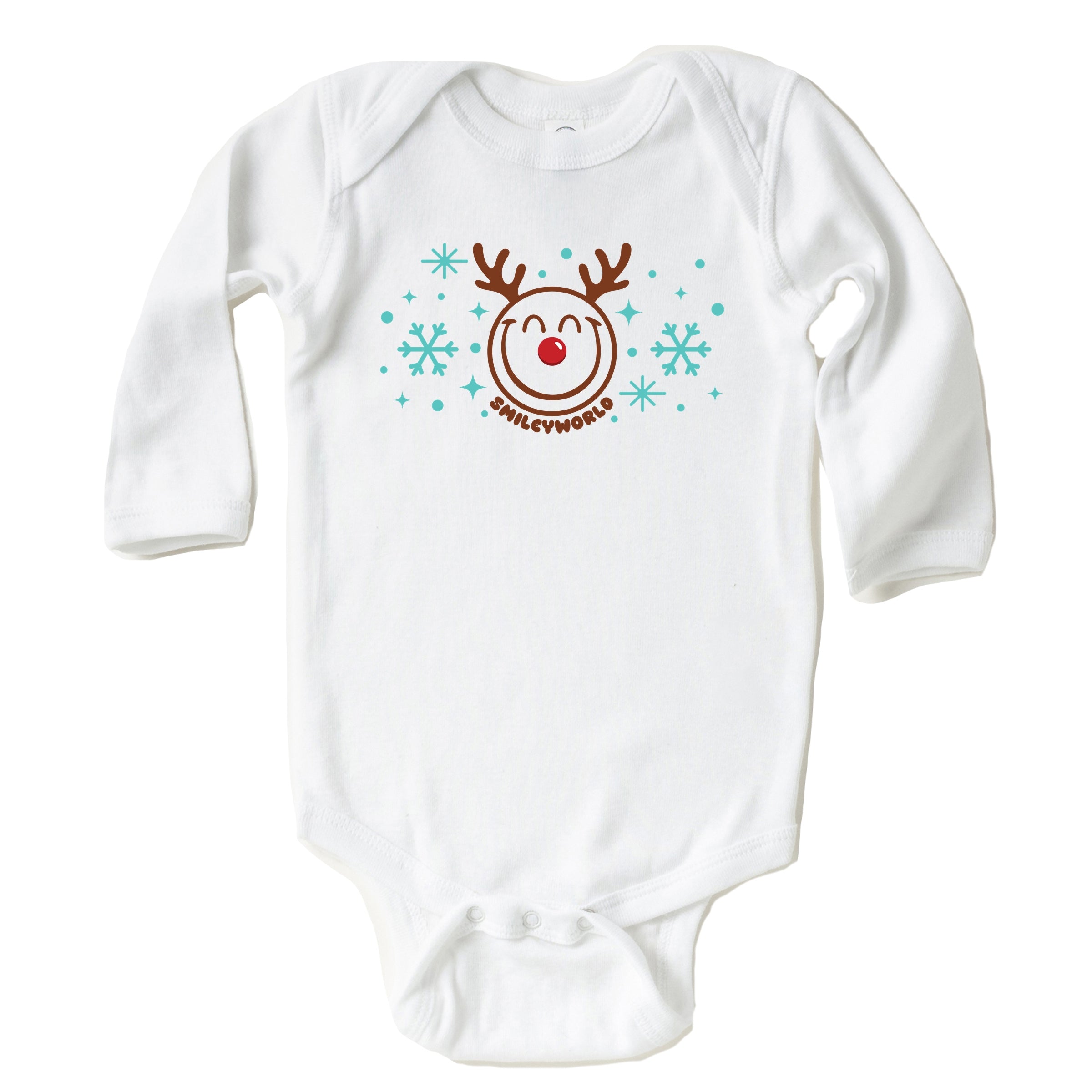 SmileyWorld Reindeer Snowflakes - Baby Long Sleeve Bodysuit