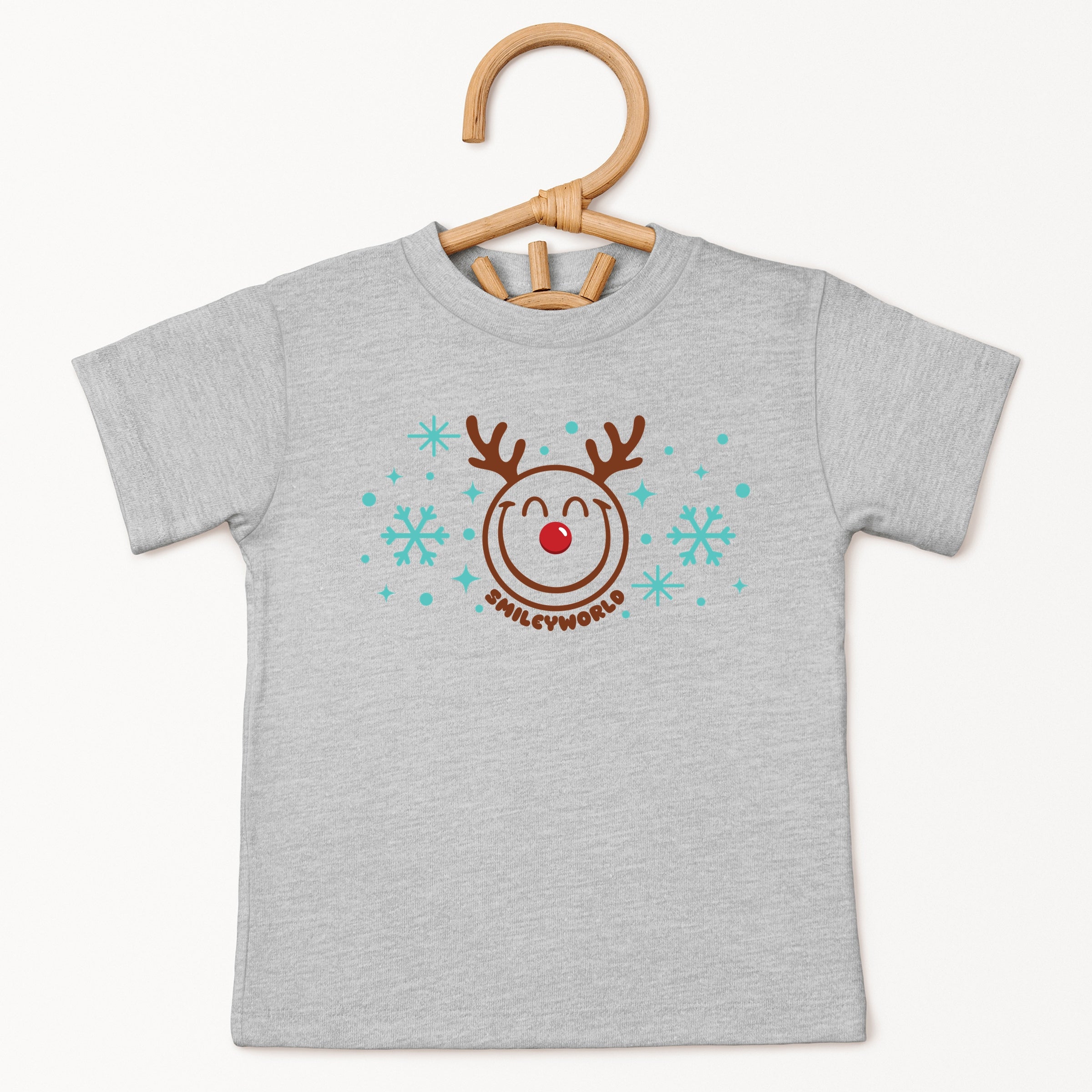 SmileyWorld Reindeer Snowflakes - Youth Short Sleeve Graphic T-Shirt and Toddler Short Sleeve Graphic T-Shirt