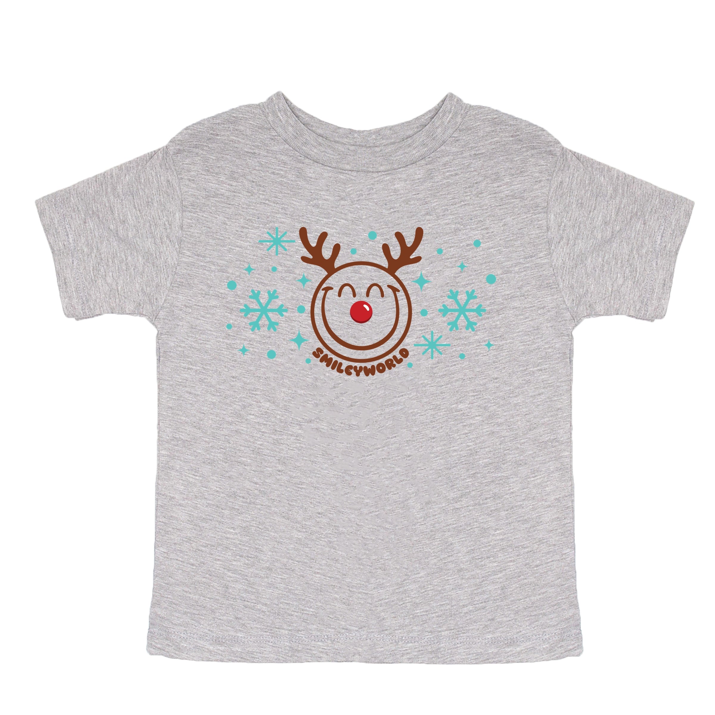 SmileyWorld Reindeer Snowflakes - Youth Short Sleeve Graphic T-Shirt and Toddler Short Sleeve Graphic T-Shirt
