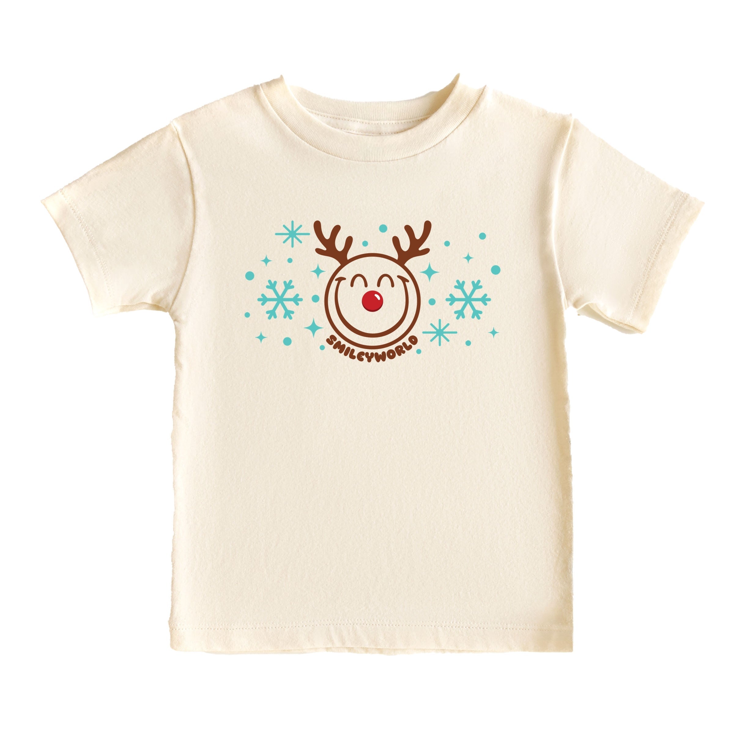 SmileyWorld Reindeer Snowflakes - Youth Short Sleeve Graphic T-Shirt and Toddler Short Sleeve Graphic T-Shirt