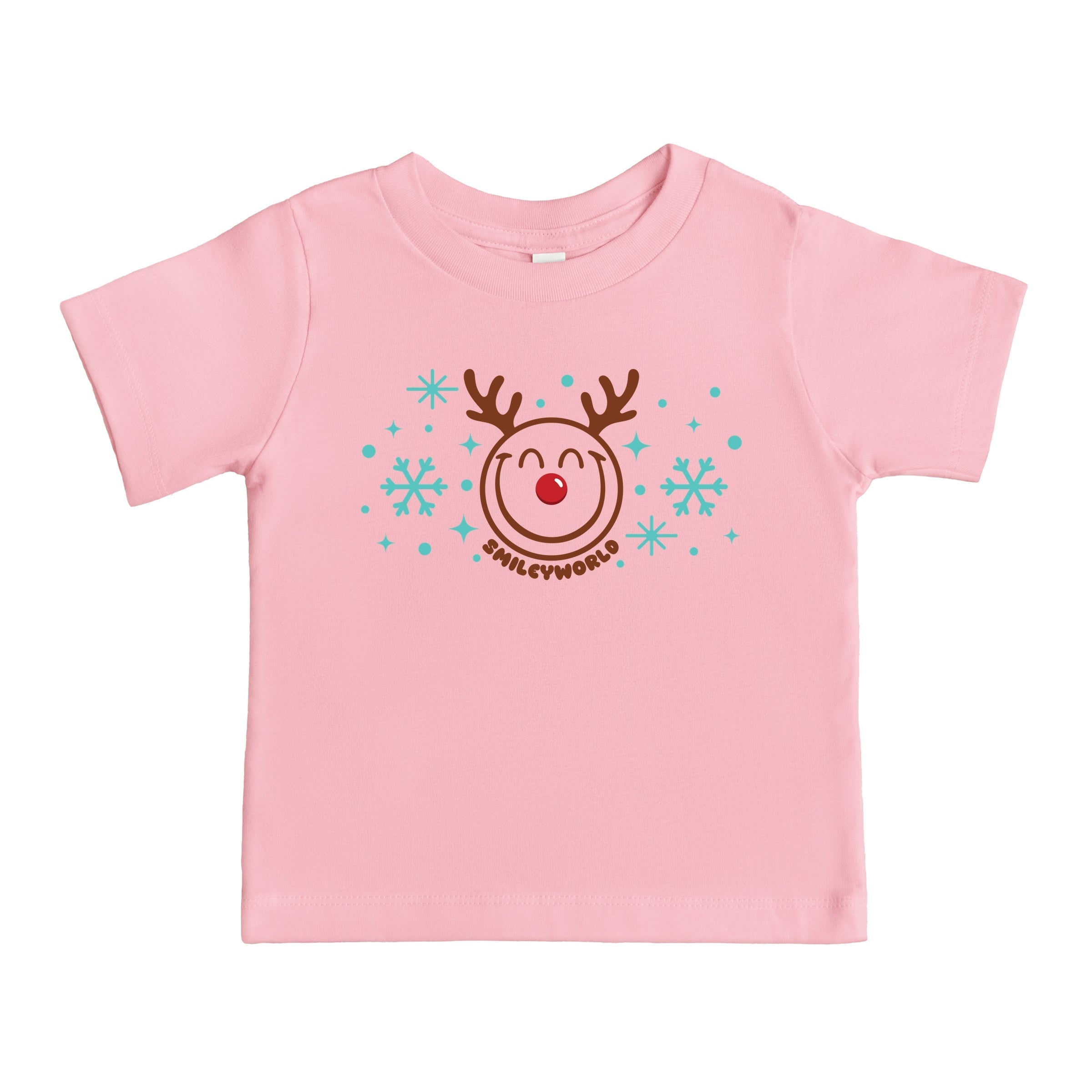 SmileyWorld Reindeer Snowflakes - Youth Short Sleeve Graphic T-Shirt and Toddler Short Sleeve Graphic T-Shirt