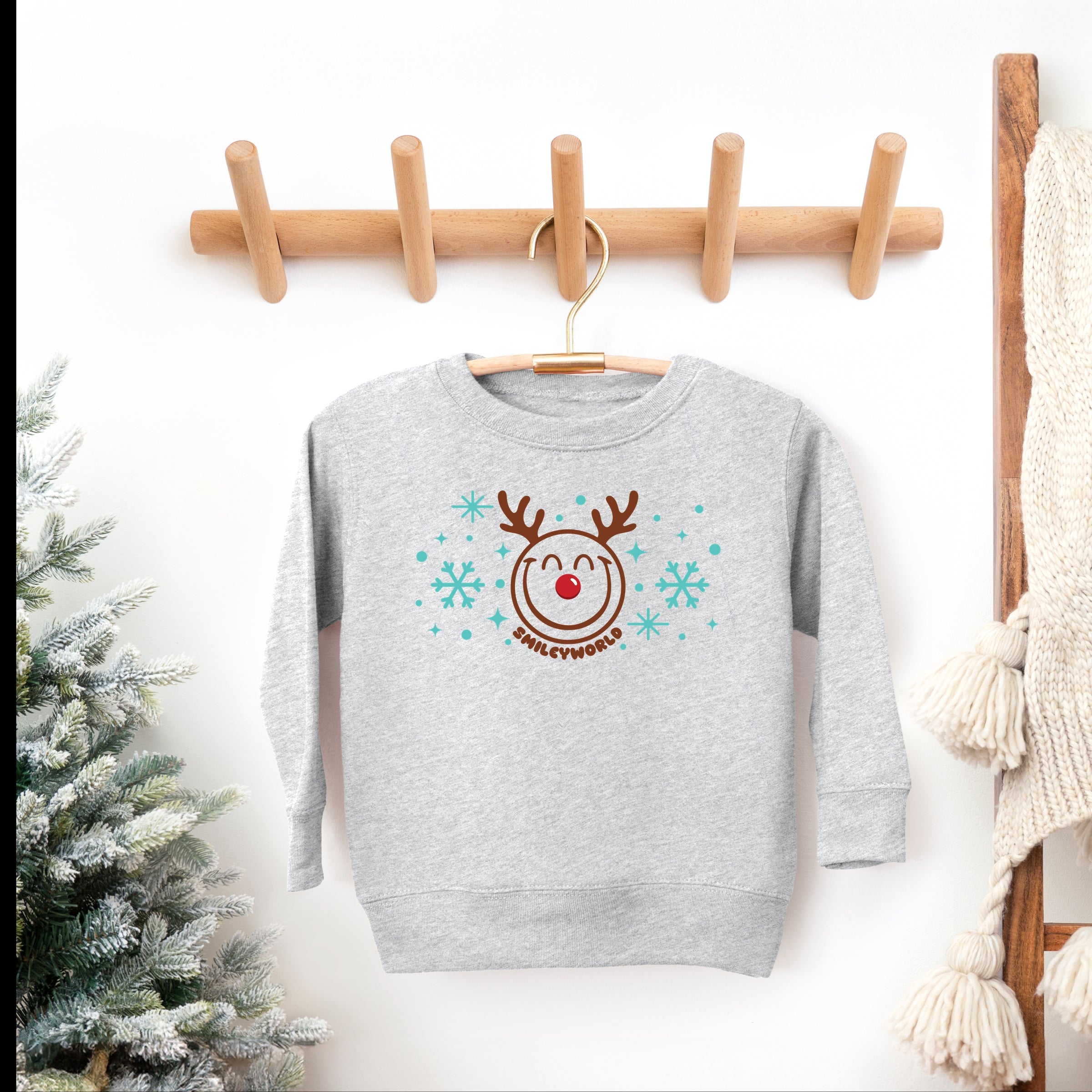 SmileyWorld Reindeer Snowflakes - Toddler Graphic Sweatshirt and Youth Graphic Sweatshirt