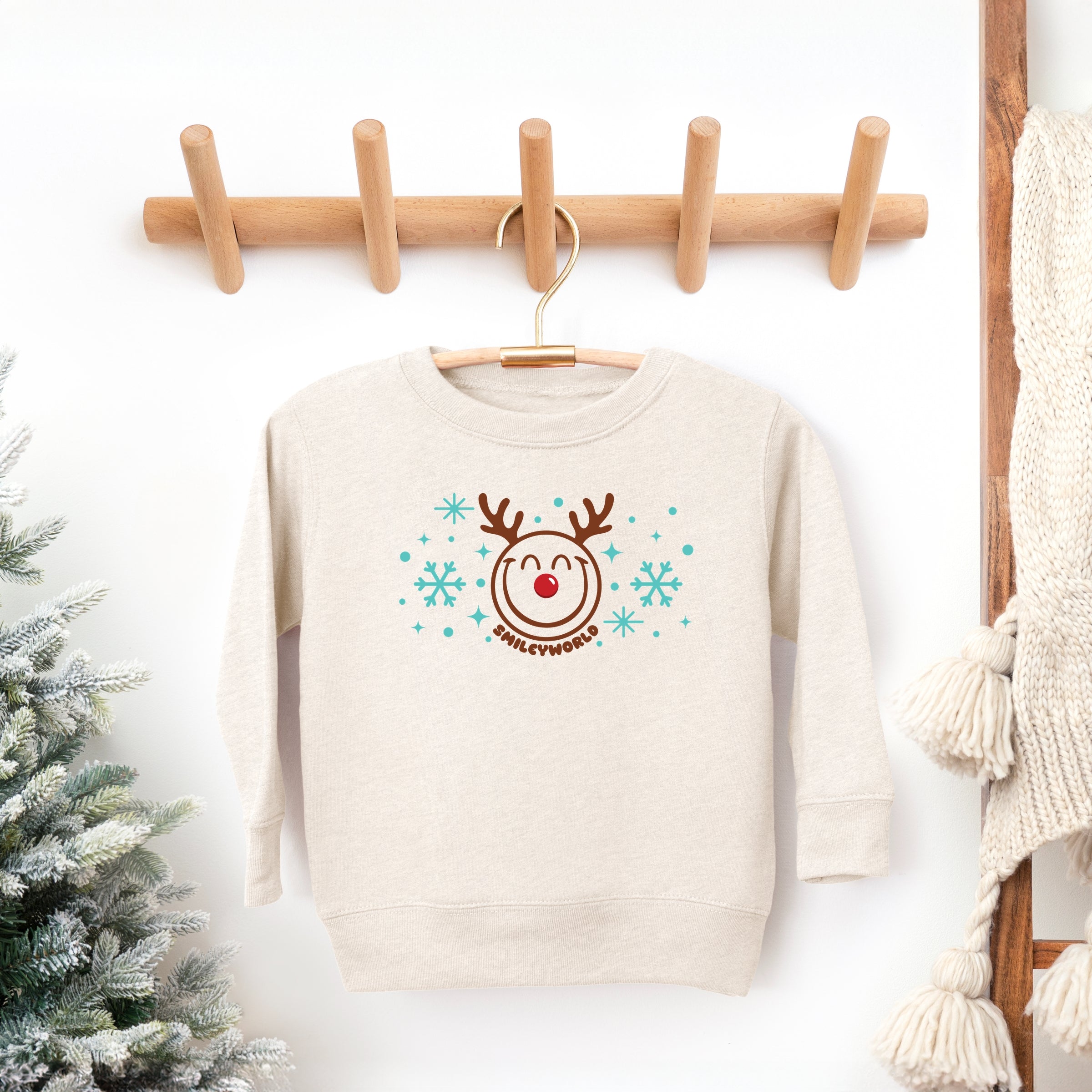 SmileyWorld Reindeer Snowflakes - Toddler Graphic Sweatshirt and Youth Graphic Sweatshirt