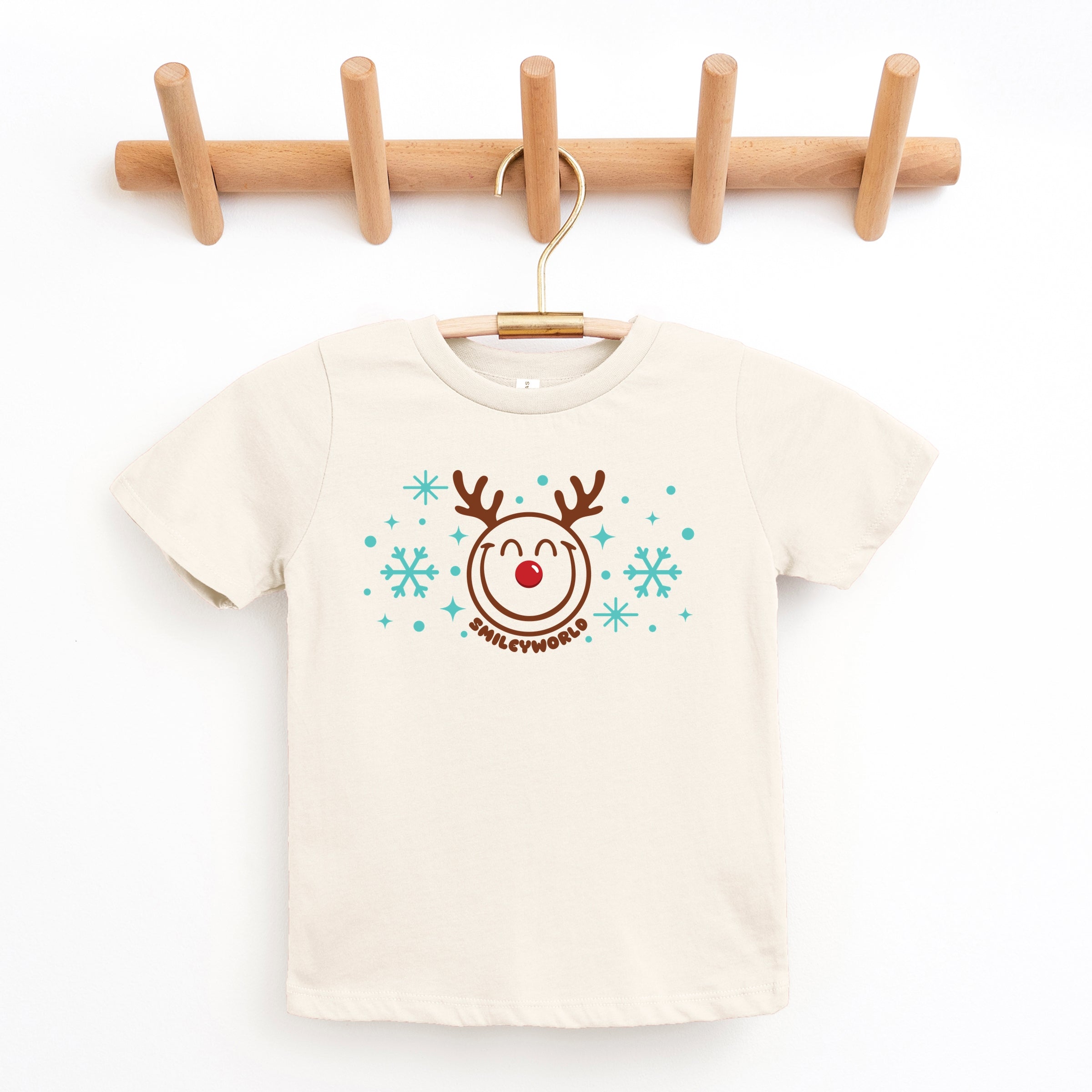 SmileyWorld Reindeer Snowflakes - Youth Short Sleeve Graphic T-Shirt and Toddler Short Sleeve Graphic T-Shirt