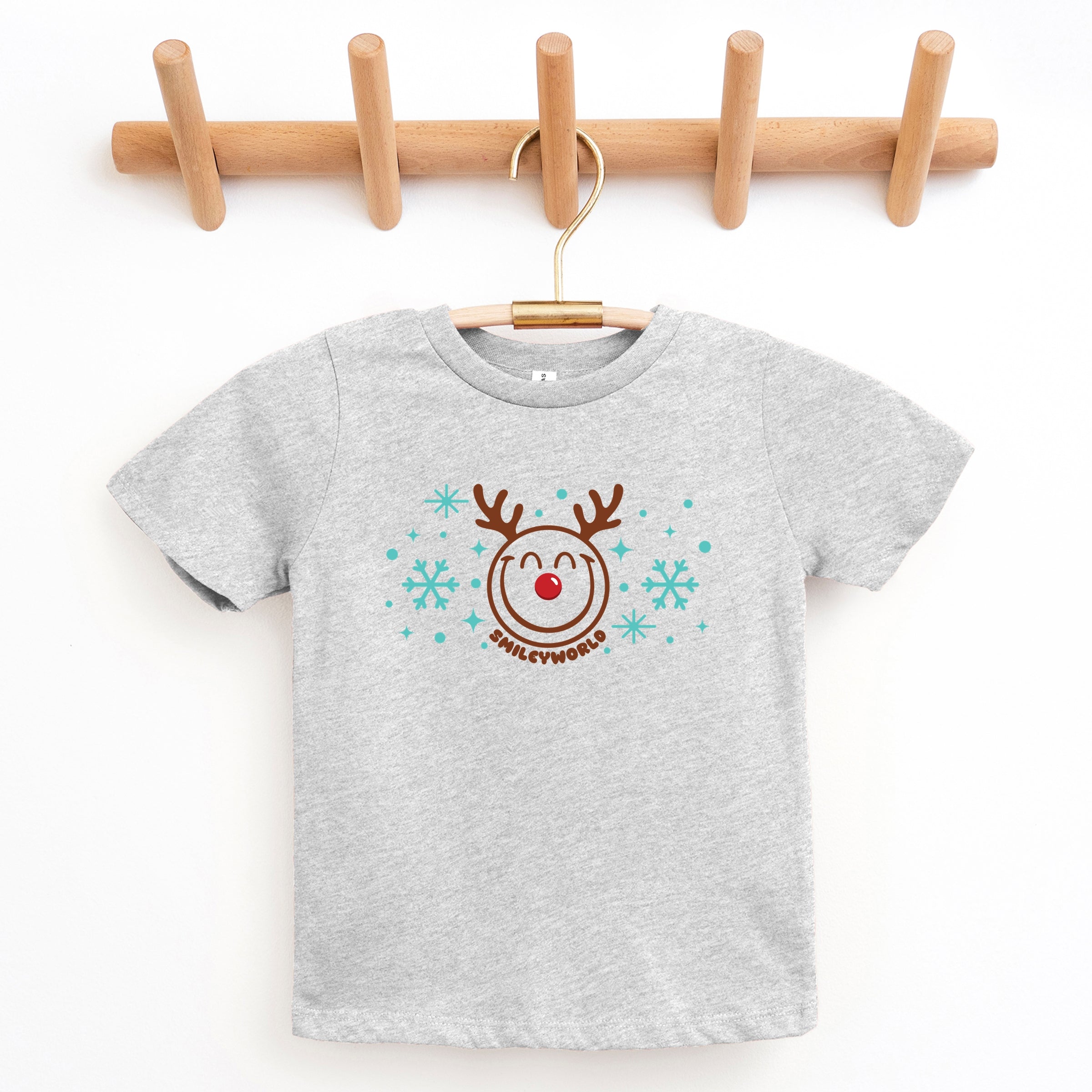 SmileyWorld Reindeer Snowflakes - Youth Short Sleeve Graphic T-Shirt and Toddler Short Sleeve Graphic T-Shirt