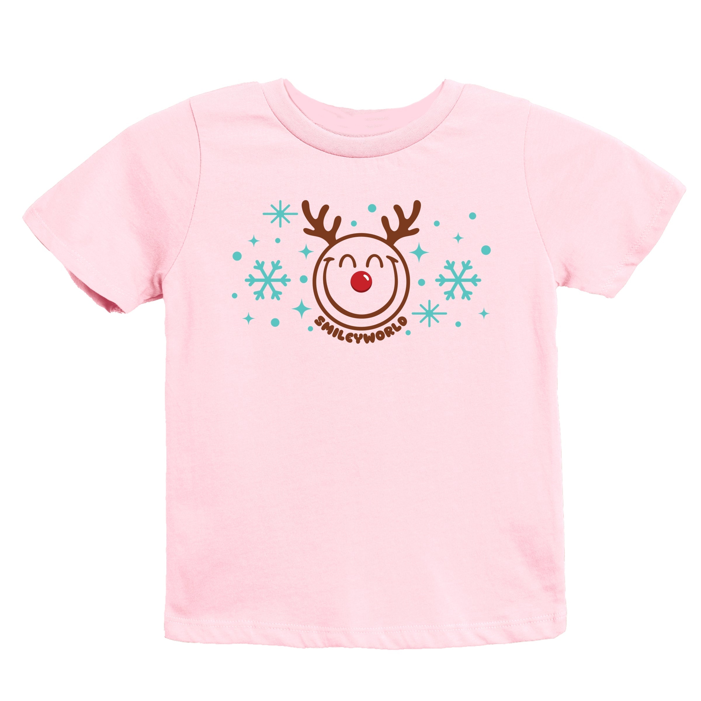 SmileyWorld Reindeer Snowflakes - Youth Short Sleeve Graphic T-Shirt and Toddler Short Sleeve Graphic T-Shirt