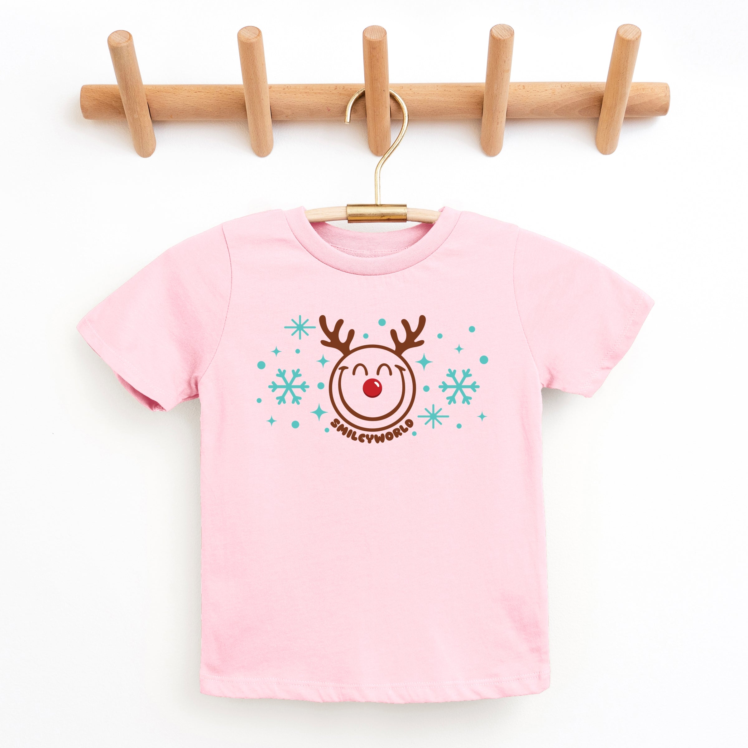 SmileyWorld Reindeer Snowflakes - Youth Short Sleeve Graphic T-Shirt and Toddler Short Sleeve Graphic T-Shirt