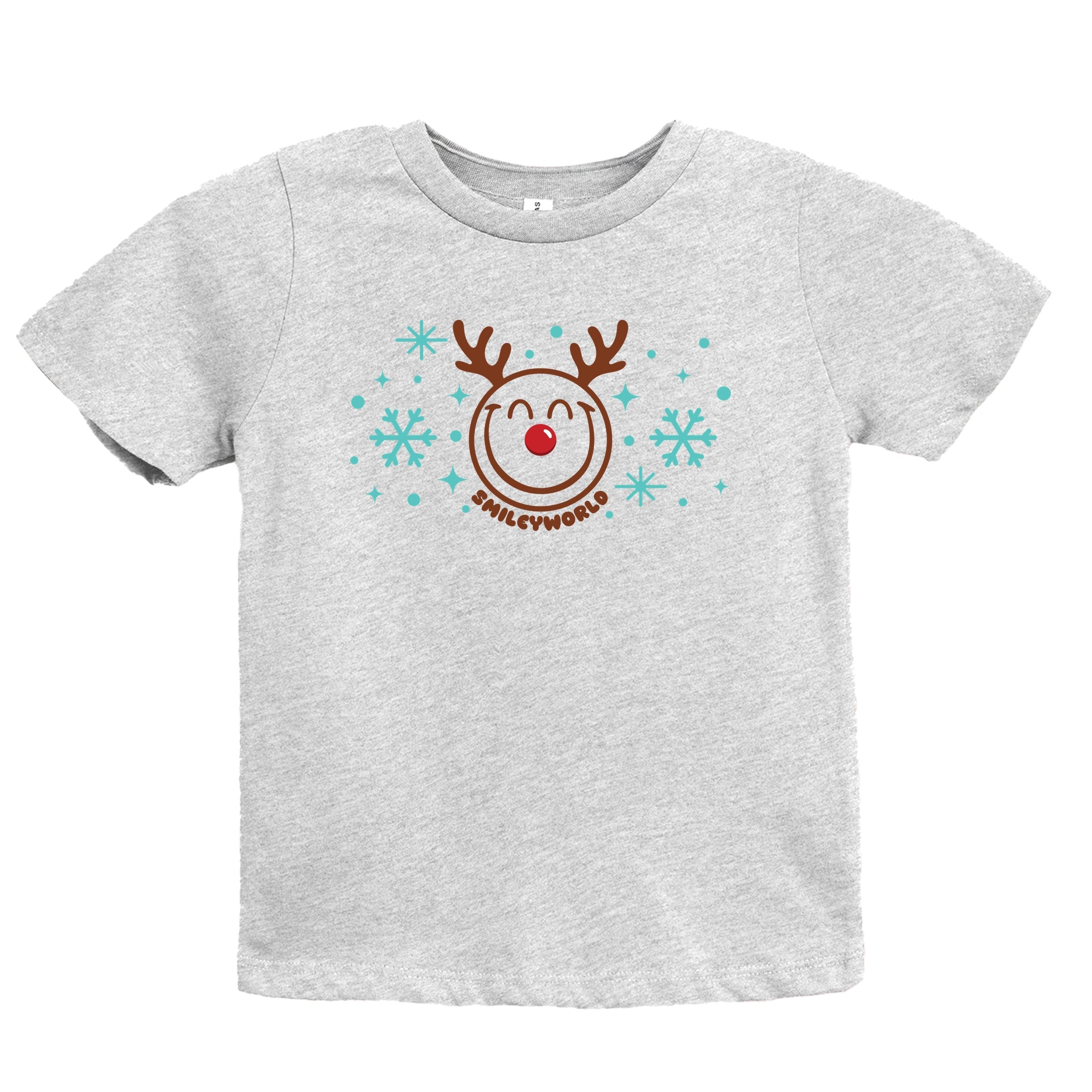 SmileyWorld Reindeer Snowflakes - Youth Short Sleeve Graphic T-Shirt and Toddler Short Sleeve Graphic T-Shirt