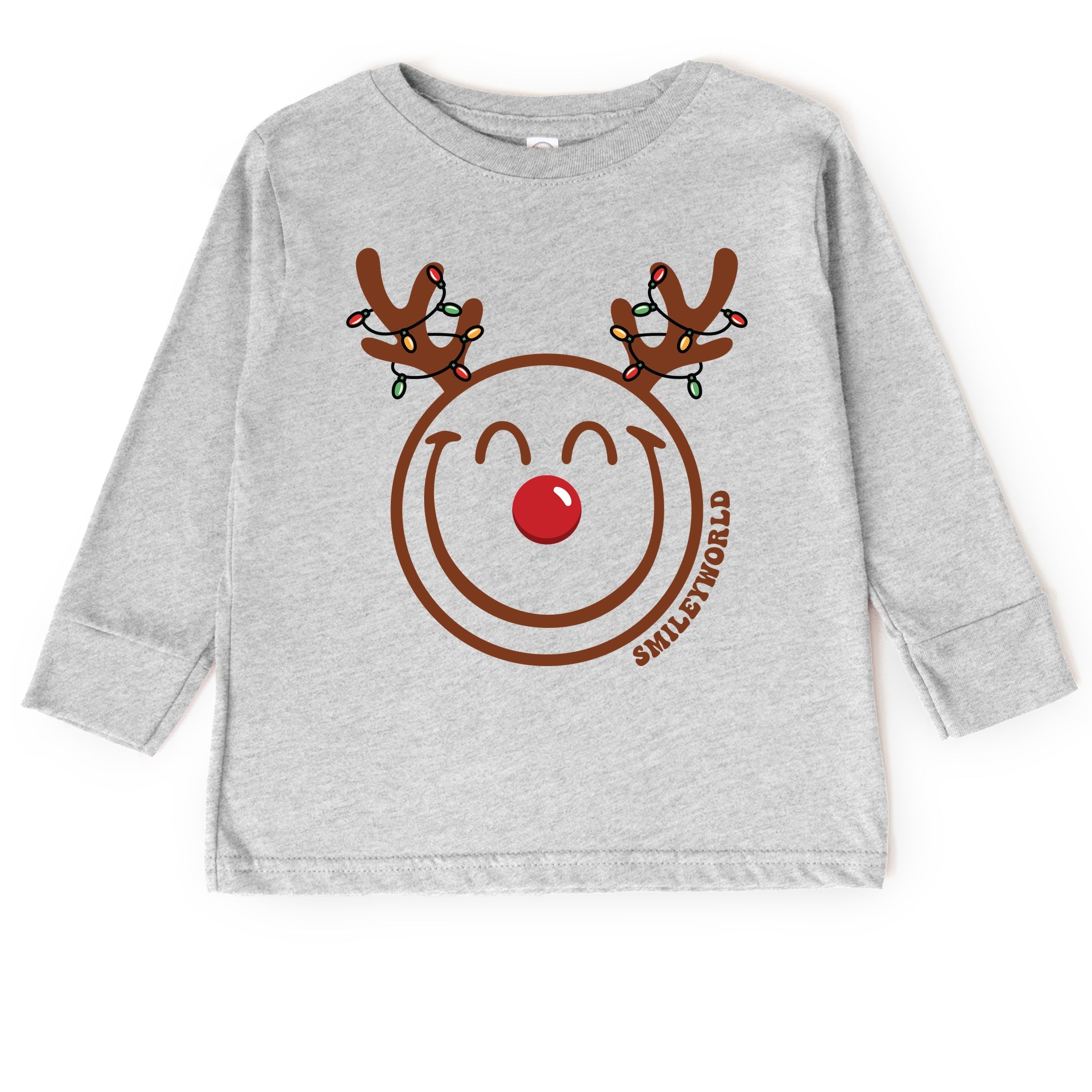 SmileyWorld Reindeer Lights - Toddler Long Sleeve Graphic Tee and Youth Long Sleeve Graphic T-Shirt