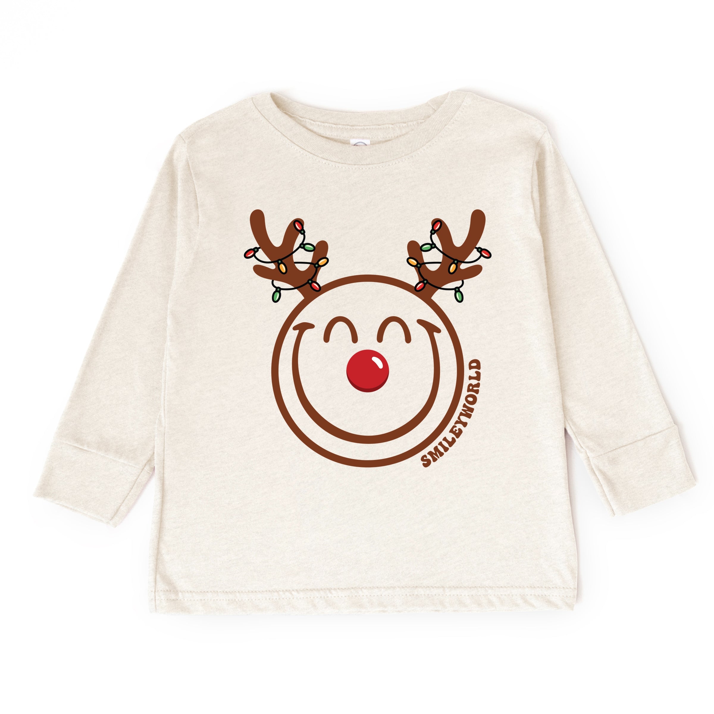 SmileyWorld Reindeer Lights - Toddler Long Sleeve Graphic Tee and Youth Long Sleeve Graphic T-Shirt