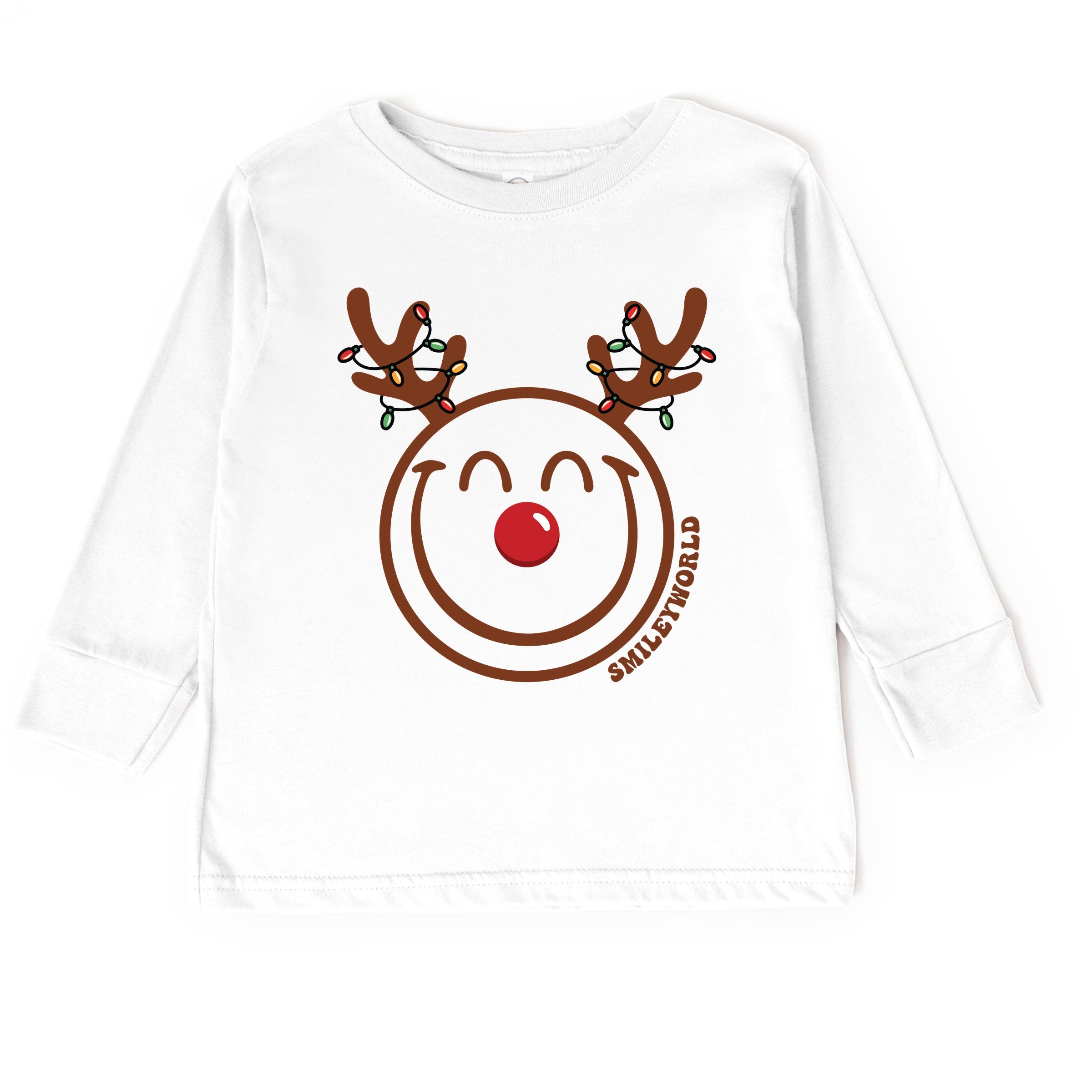 SmileyWorld Reindeer Lights - Toddler Long Sleeve Graphic Tee and Youth Long Sleeve Graphic T-Shirt