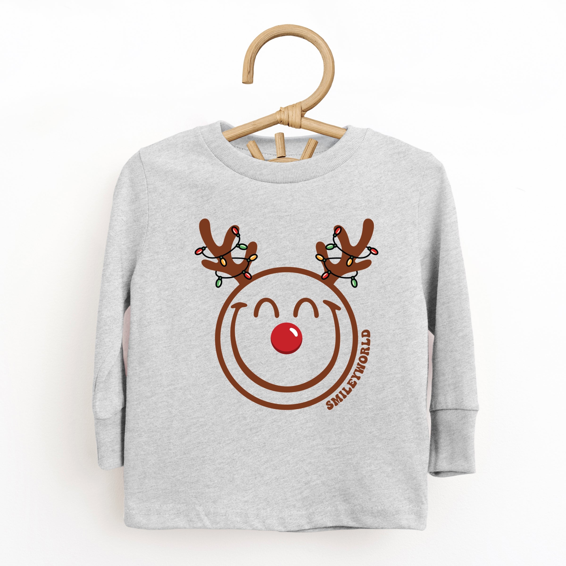 SmileyWorld Reindeer Lights - Toddler Long Sleeve Graphic Tee and Youth Long Sleeve Graphic T-Shirt