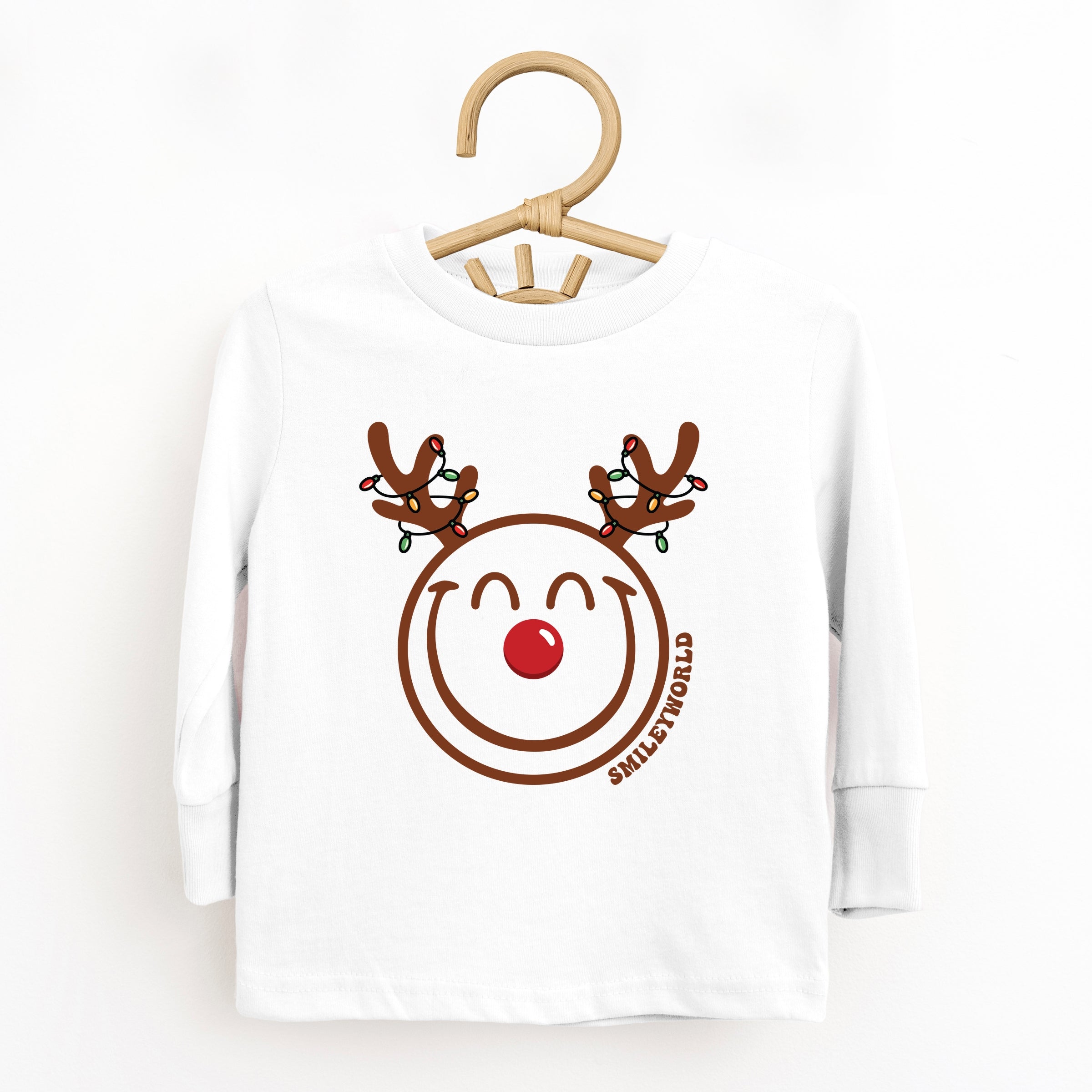 SmileyWorld Reindeer Lights - Toddler Long Sleeve Graphic Tee and Youth Long Sleeve Graphic T-Shirt