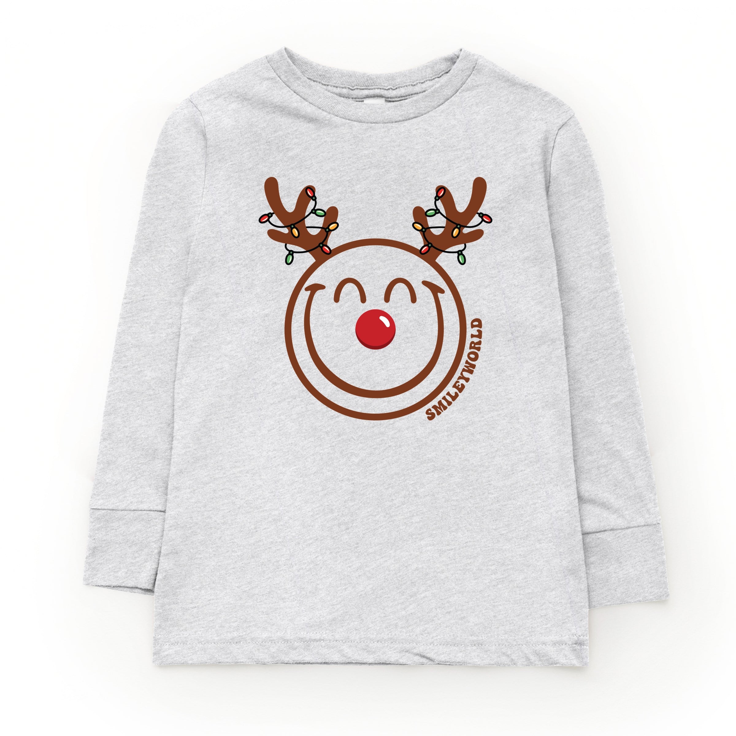 SmileyWorld Reindeer Lights - Toddler Long Sleeve Graphic Tee and Youth Long Sleeve Graphic T-Shirt