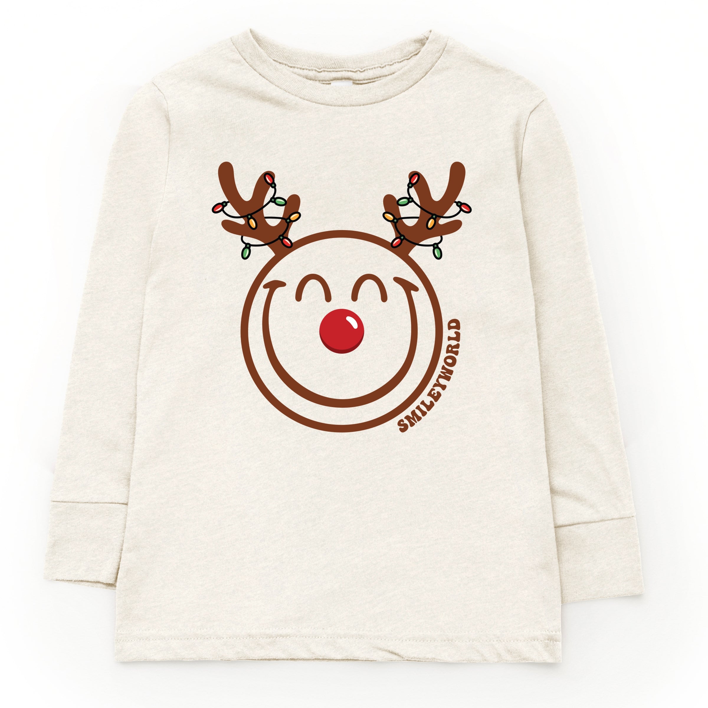 SmileyWorld Reindeer Lights - Toddler Long Sleeve Graphic Tee and Youth Long Sleeve Graphic T-Shirt