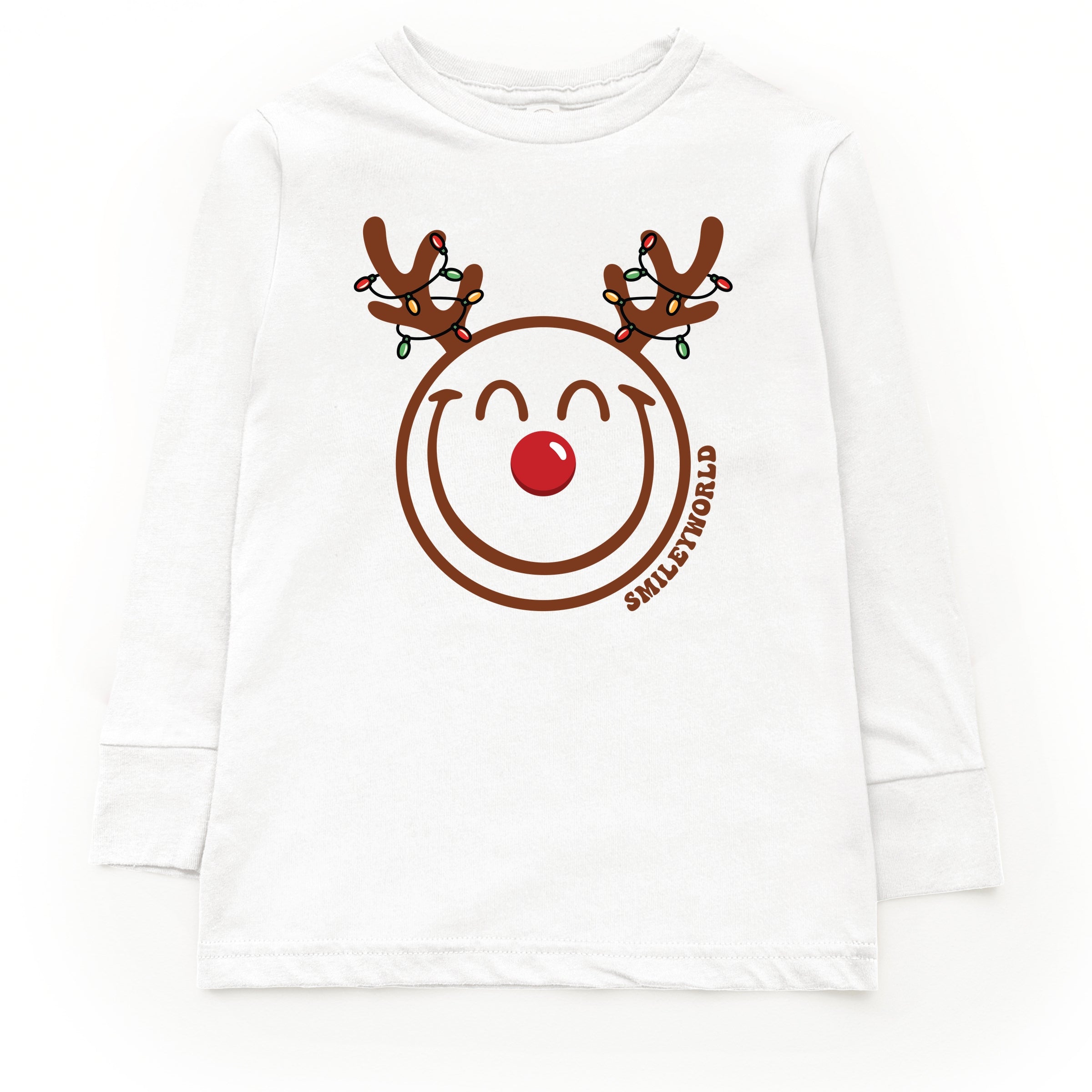 SmileyWorld Reindeer Lights - Toddler Long Sleeve Graphic Tee and Youth Long Sleeve Graphic T-Shirt