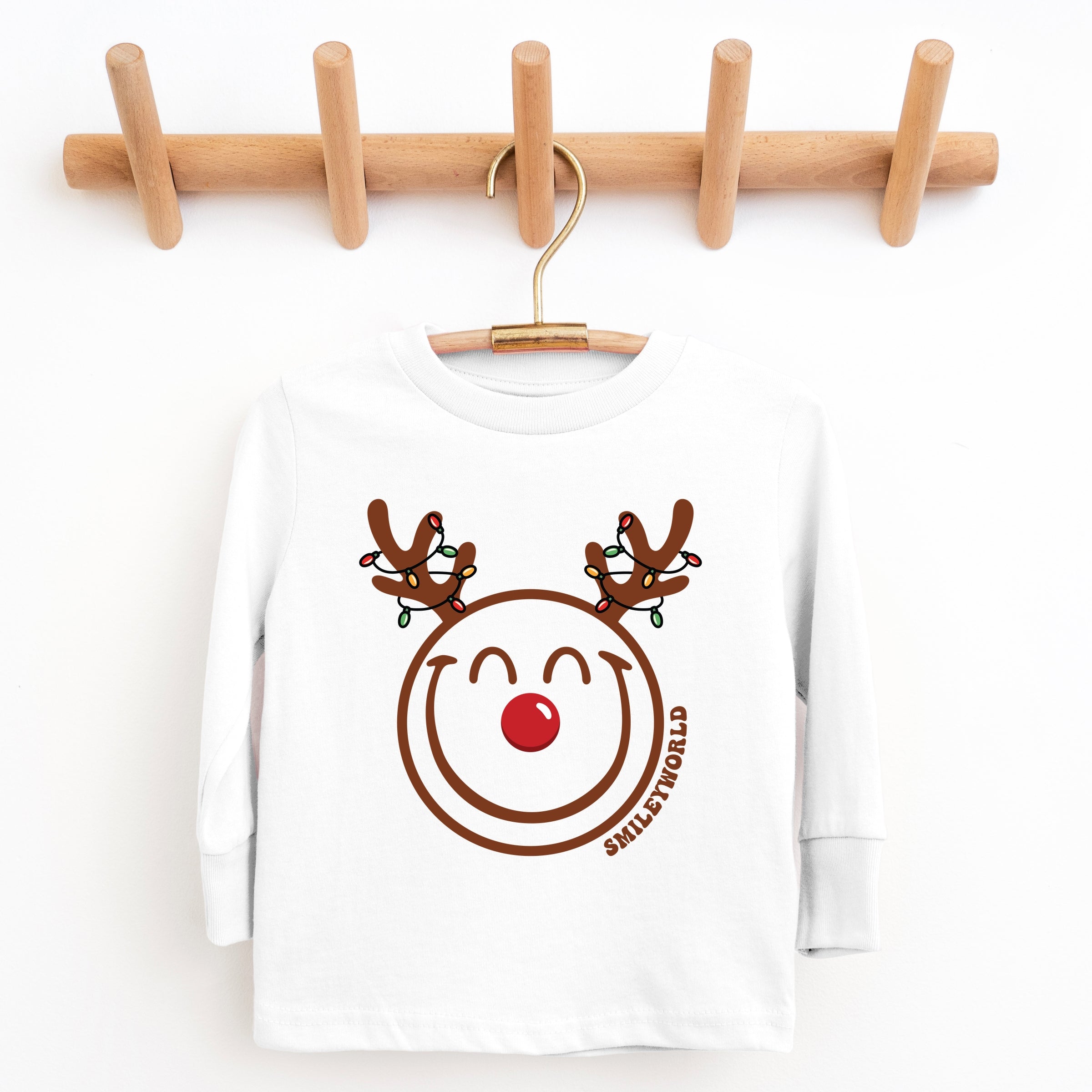 SmileyWorld Reindeer Lights - Toddler Long Sleeve Graphic Tee and Youth Long Sleeve Graphic T-Shirt